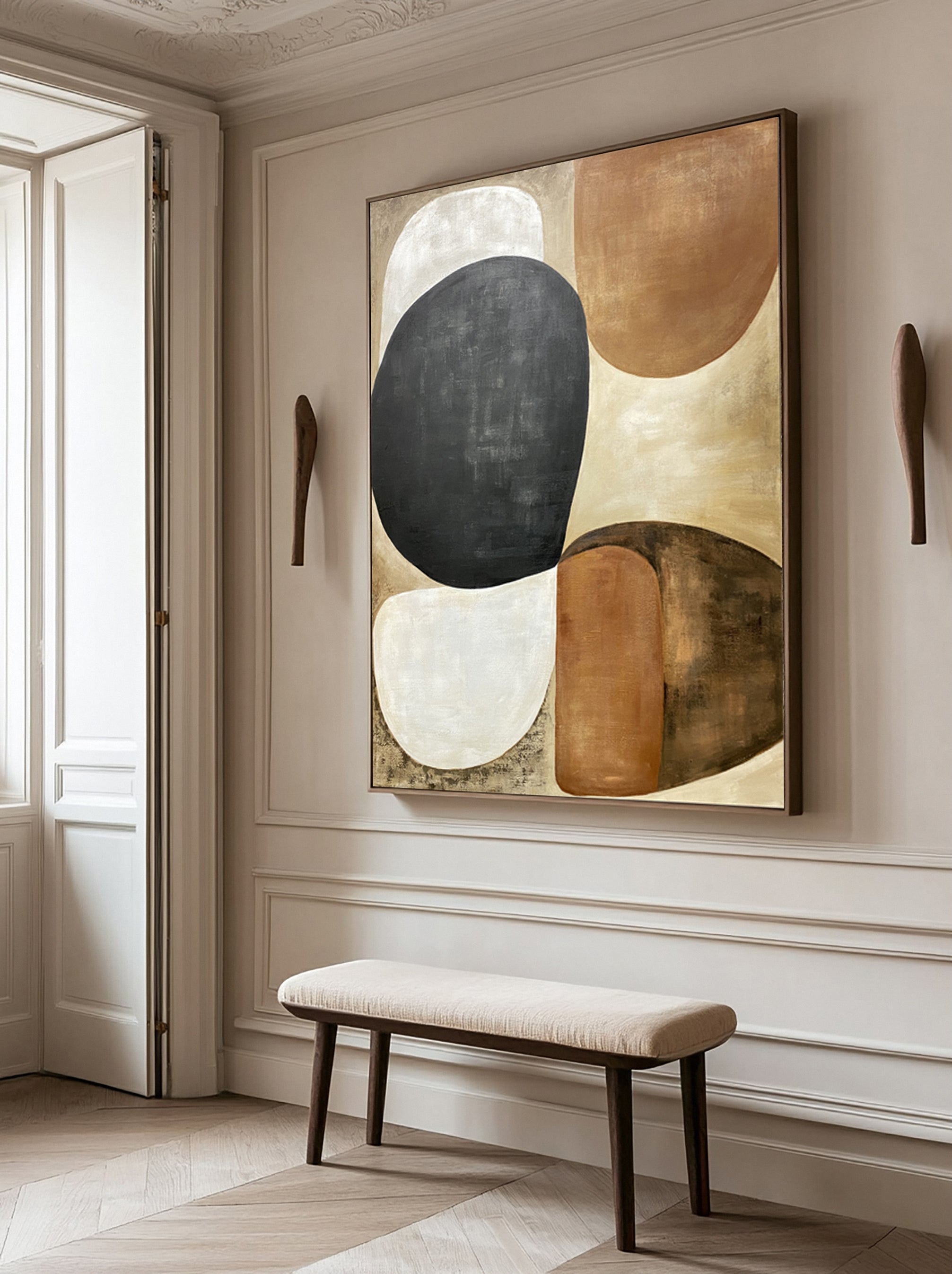 Earthy Organic Interplay: Mid-Century Inspired Abstract #MM648