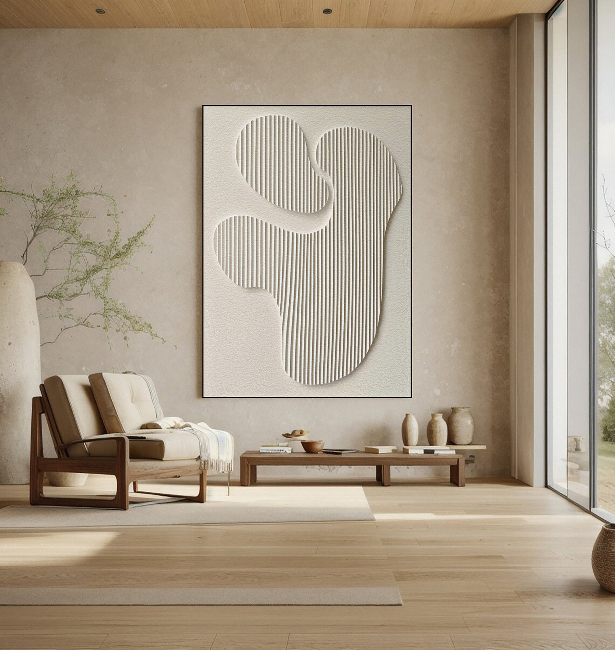 Ethereal Flow: Neutral Canvas with Sculpted Organic Shapes #MM609