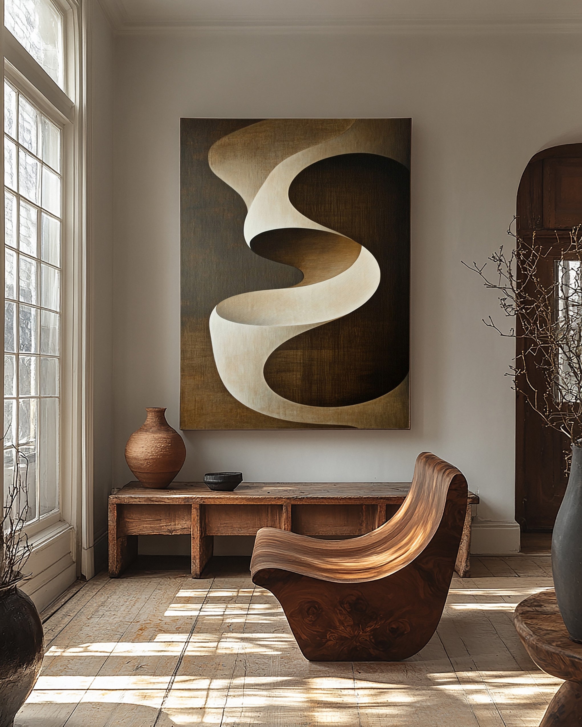 Michelle Mitchell's 'Terra Flow': Modern Art with Swirling Ribbon #MM576