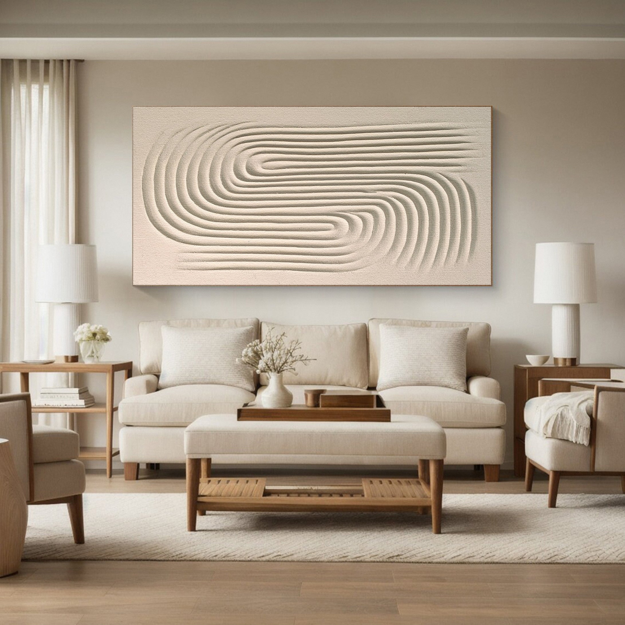Subtle Contour: Contemporary Art with Organic Swirling Relief #MM590