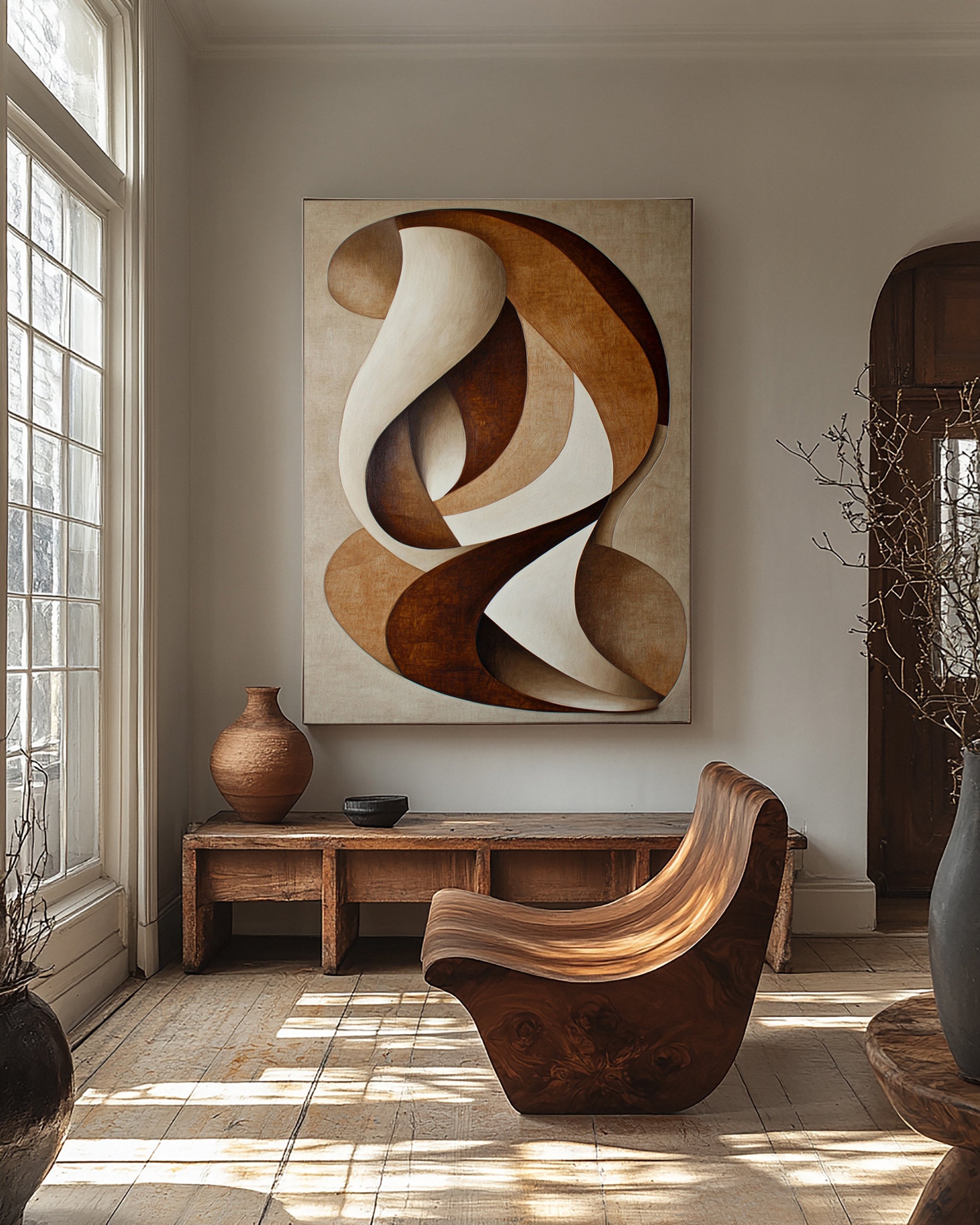 Linear Grace: Modern Abstract with Elegant, Winding Form #MM577