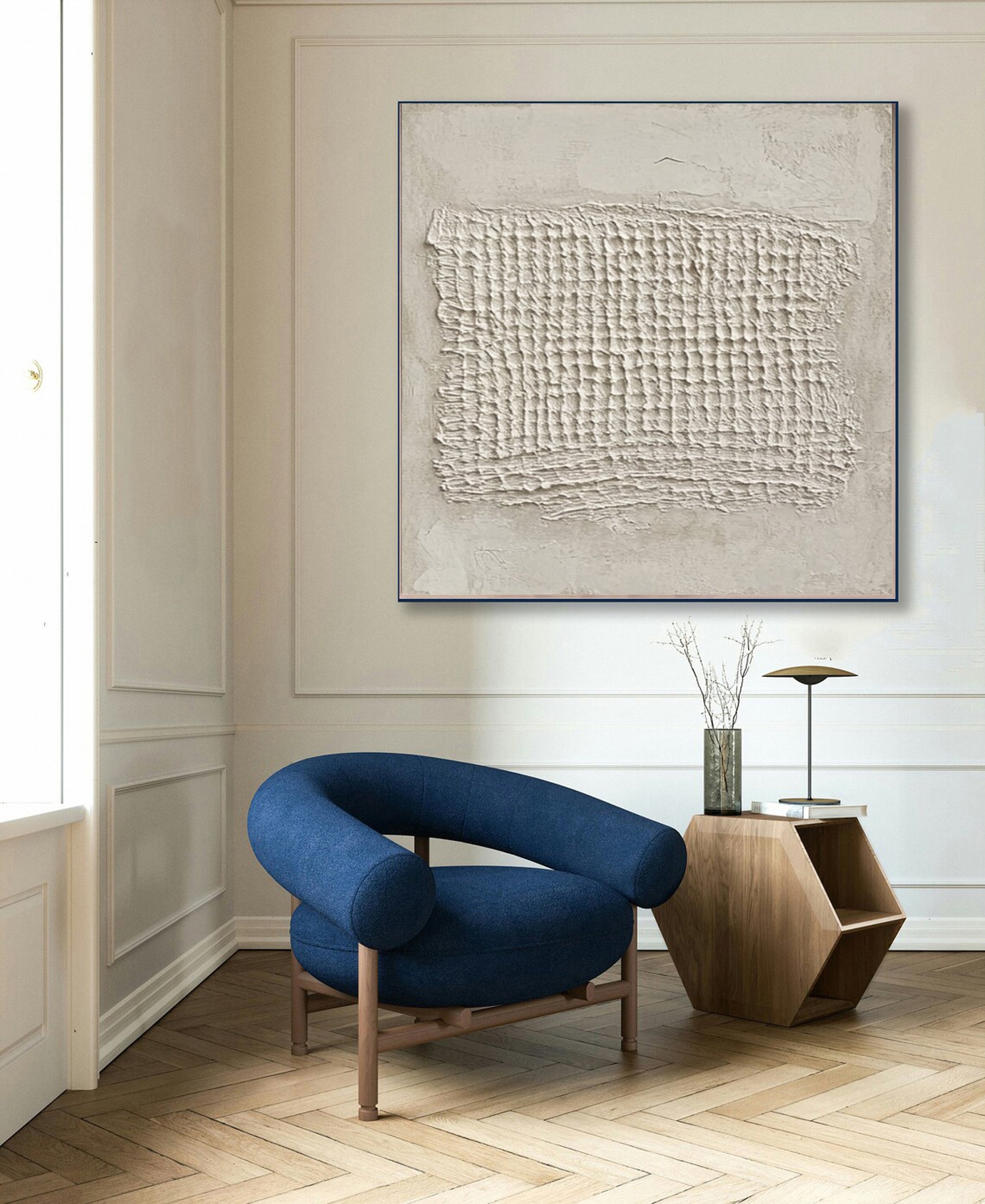 Abstract Neutral Composition with Natural Textured Rectangle #MM598
