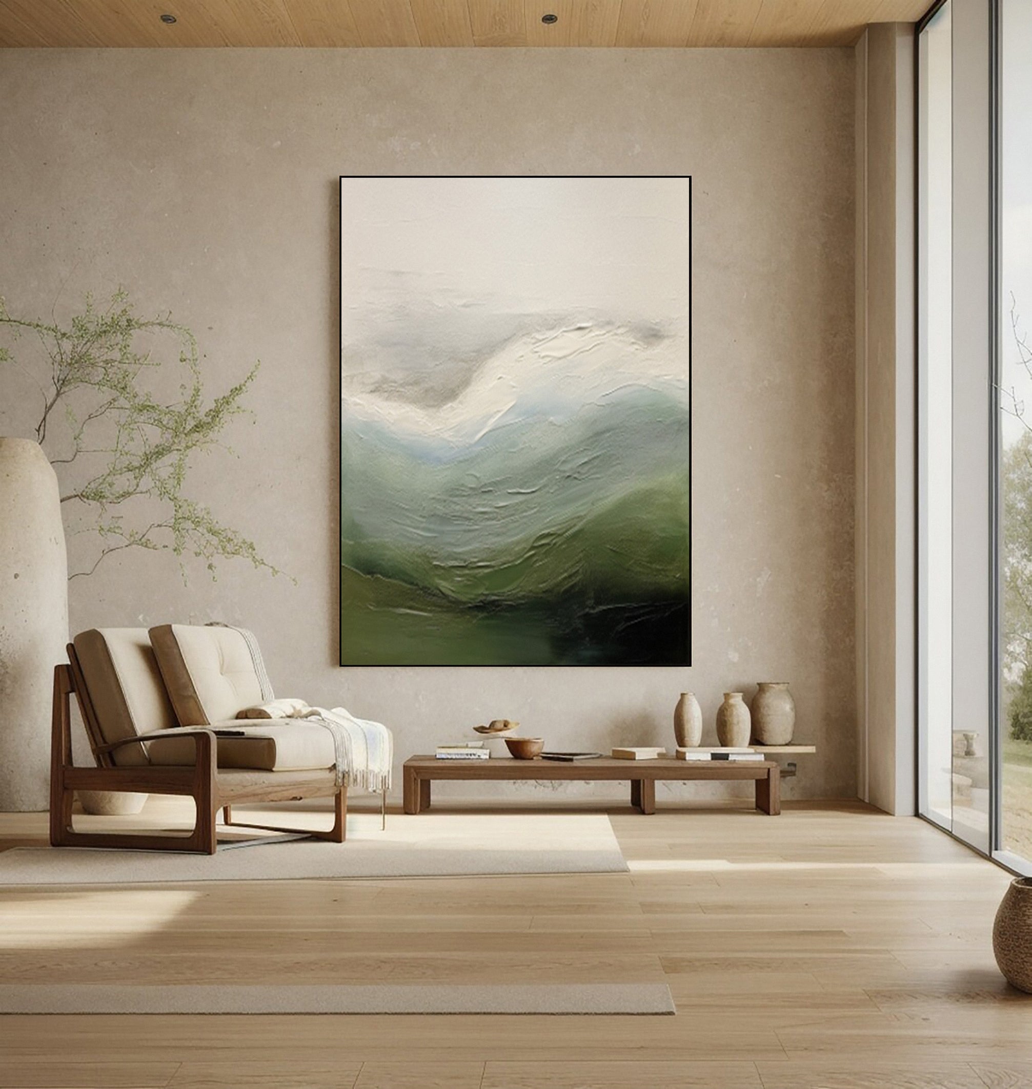 Quiet Coastal Echoes:Abstract Landscape with Textured Wave #MM617
