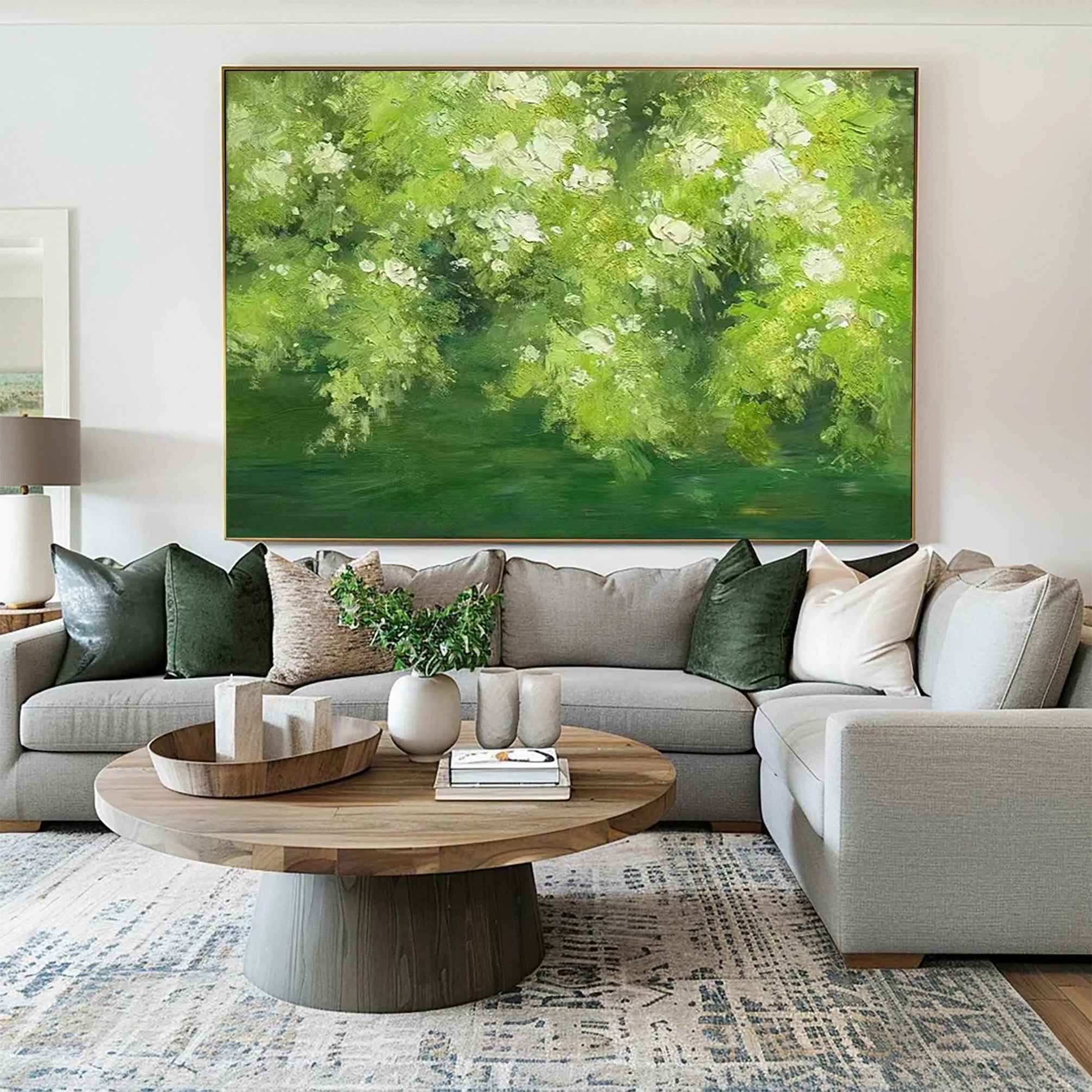 Verdant Reflections: Contemporary Painting of Lush Foliage #MM638
