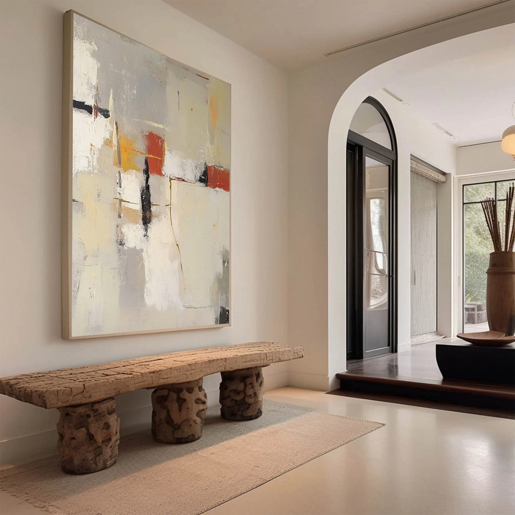 لوحة فنية تجريدية معاصرة بألوان دافئة لديكور المنزل #MC024