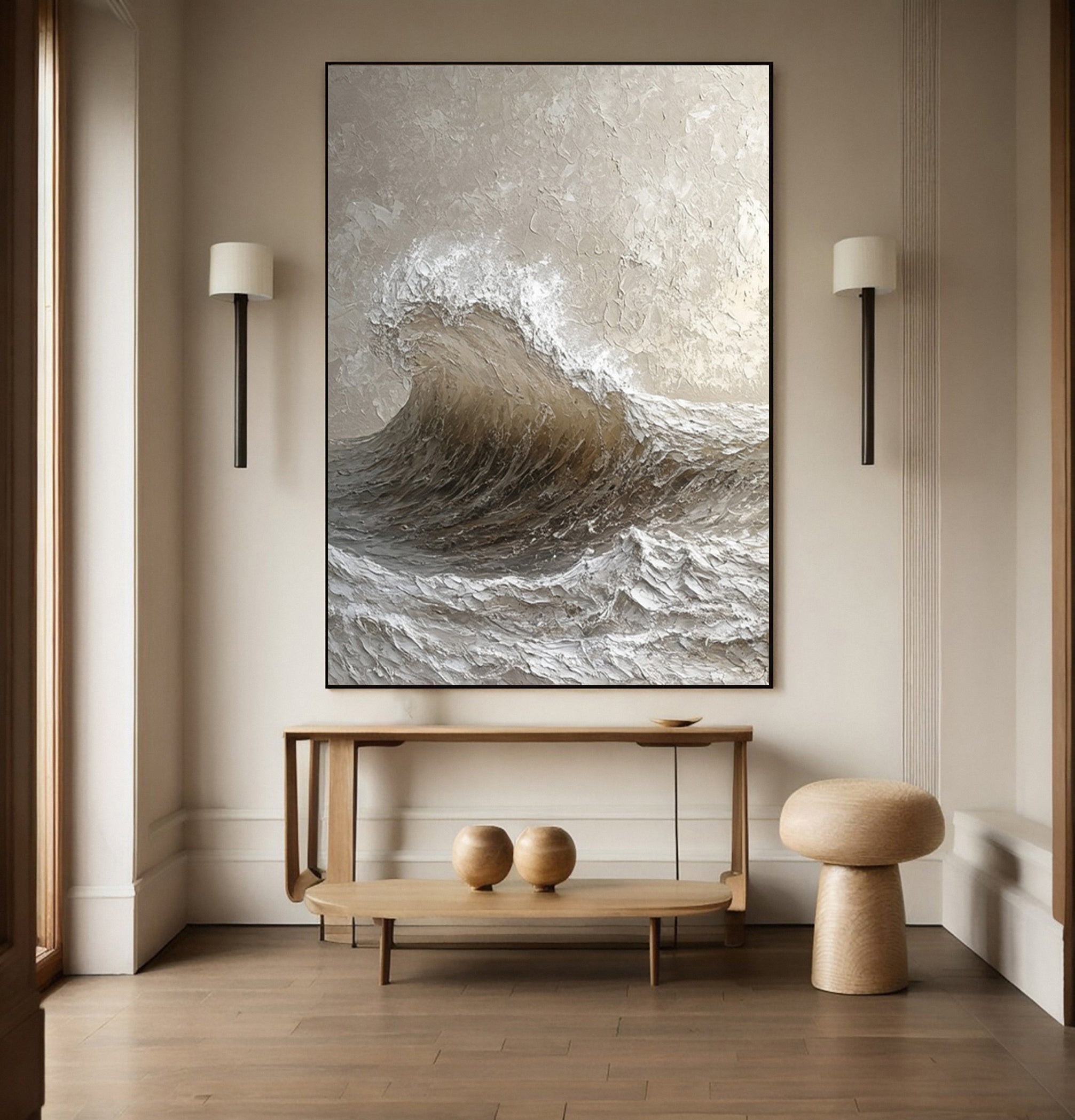 Monochromatic Fury: Dynamic Wave with Tactile Surface #MM608