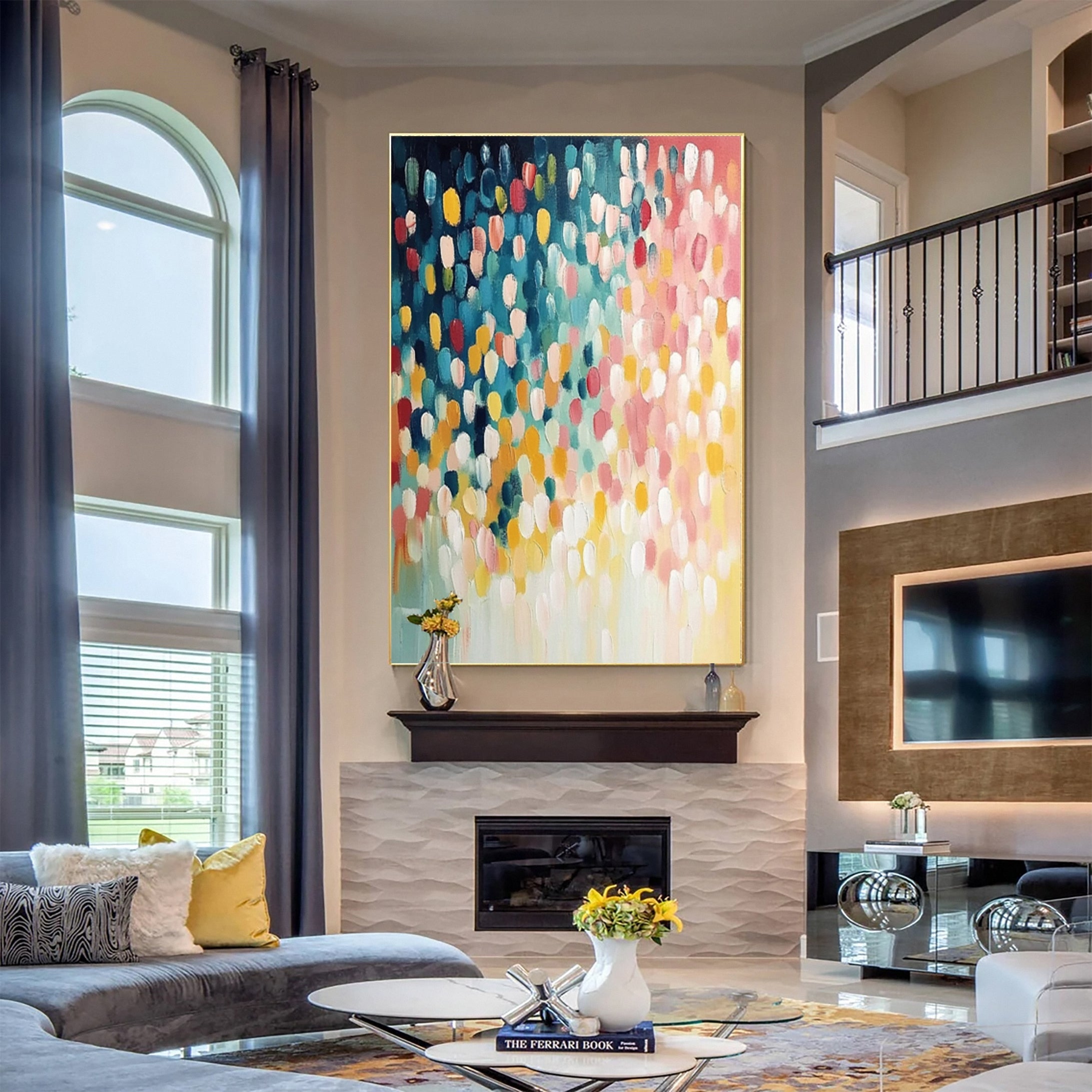 لوحة فنية قماشية حديثة ملونة بتصميم تجريدي نابض بالحياة #MM157