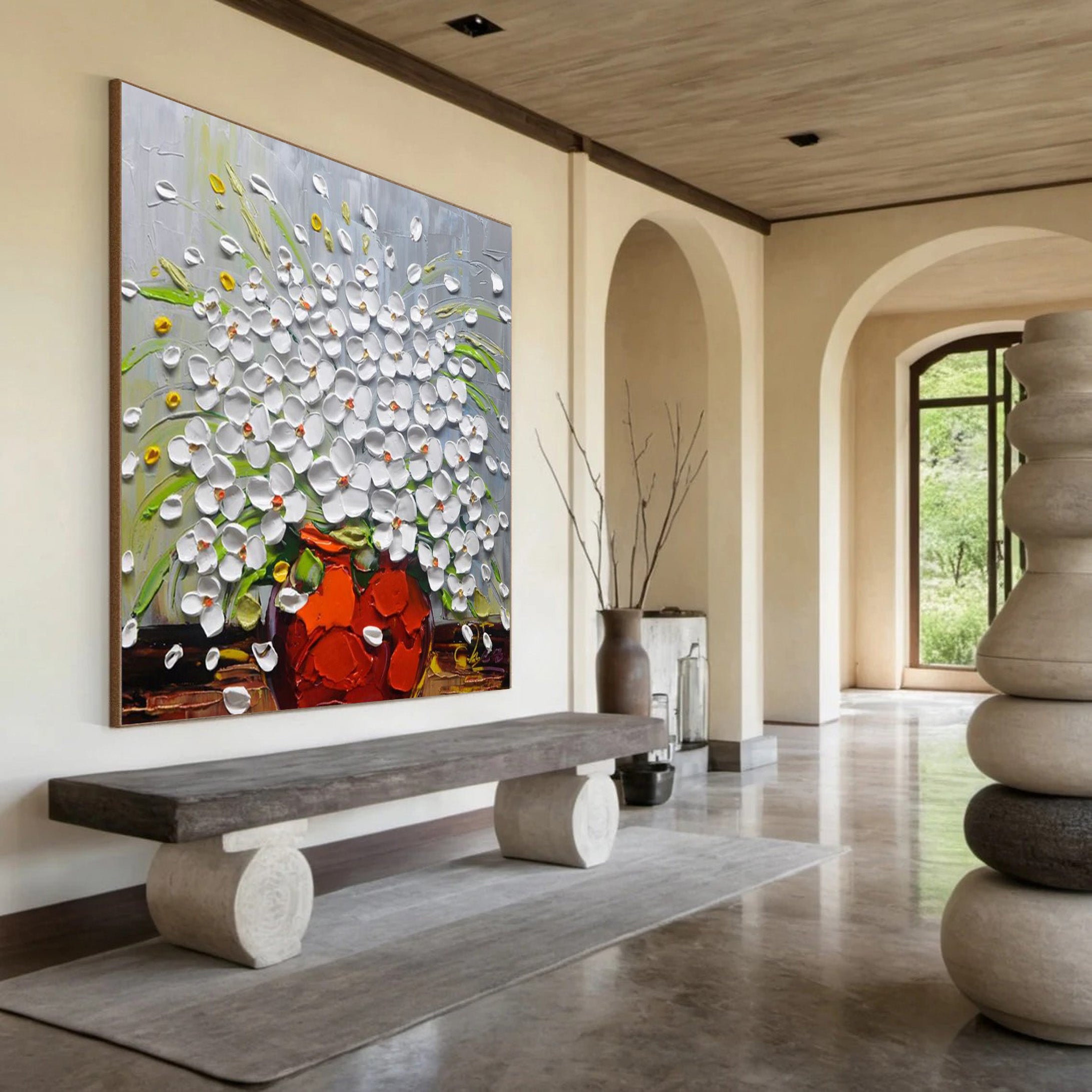 Textured Bloom: Impasto Floral Burst, Vibrant Flower Painting #MM509