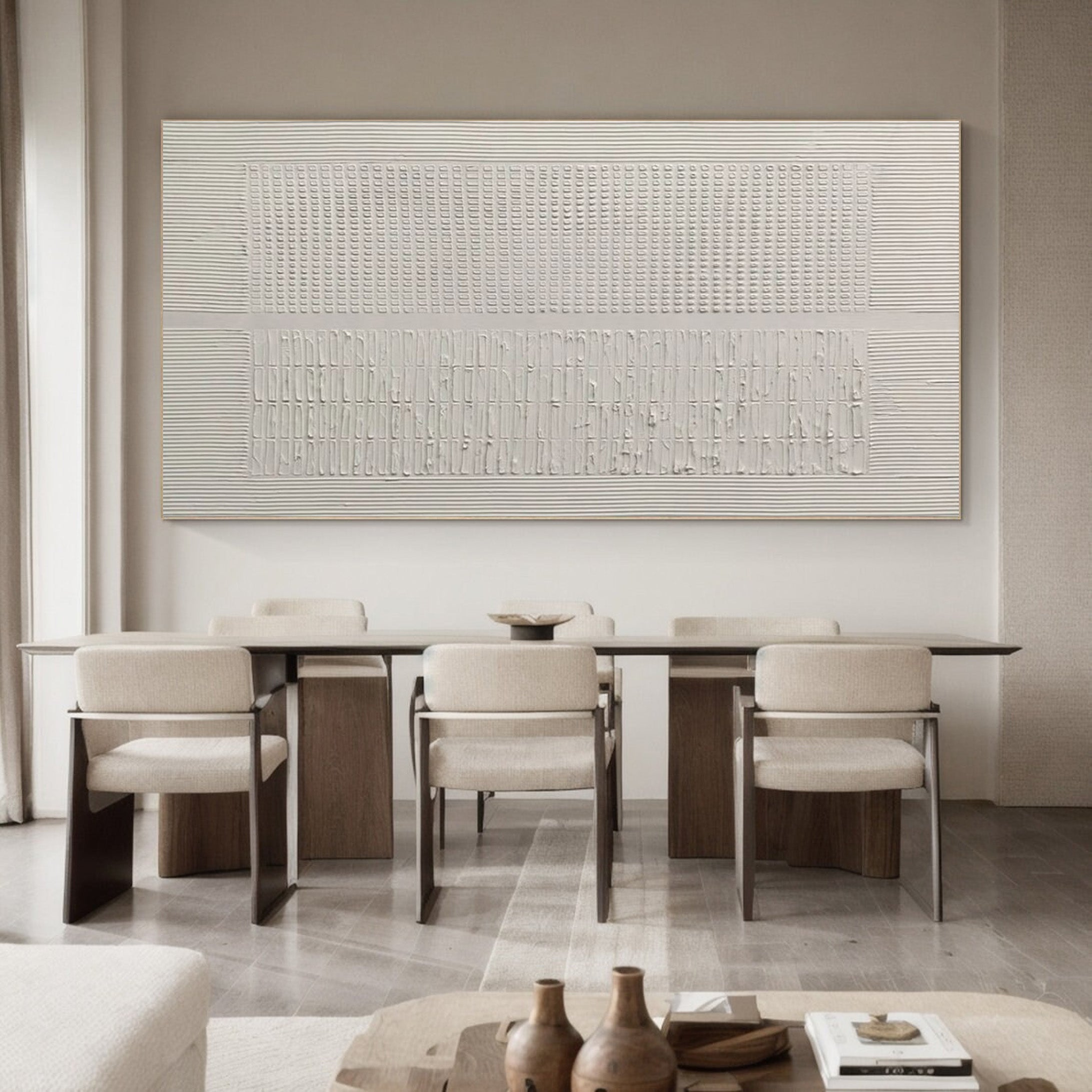 Contemporary White Textured Painting, Minimalist Design #MM512