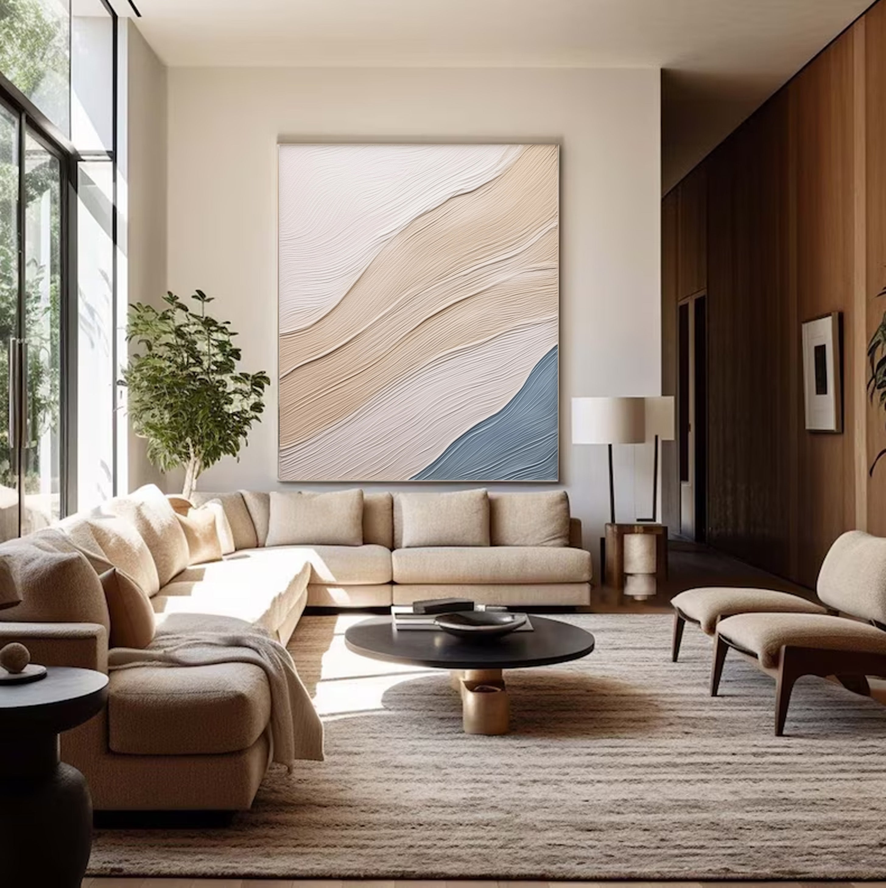 Sculpted Serenity: 3D Textured Abstract, Minimalist Organic Art #MM523