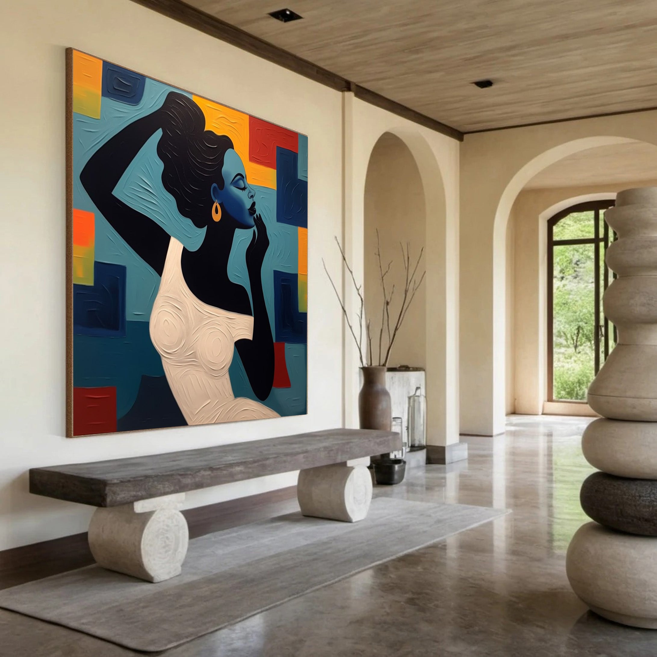 Textured Muse: Striking Portrait with Geometric Fields #MM531