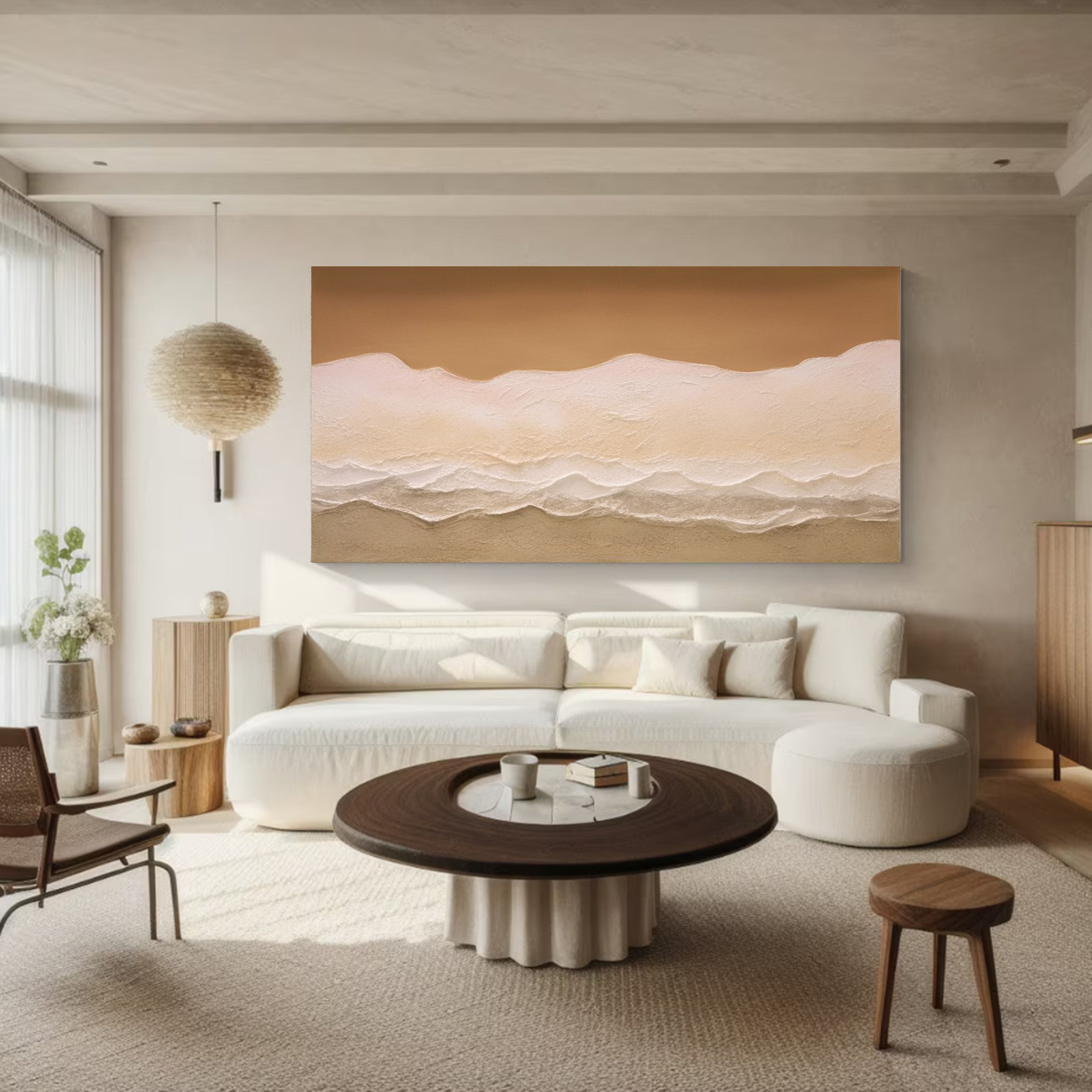 Desert Dune Serenity: Modern Landscape, Textured Neutral Art #MM533