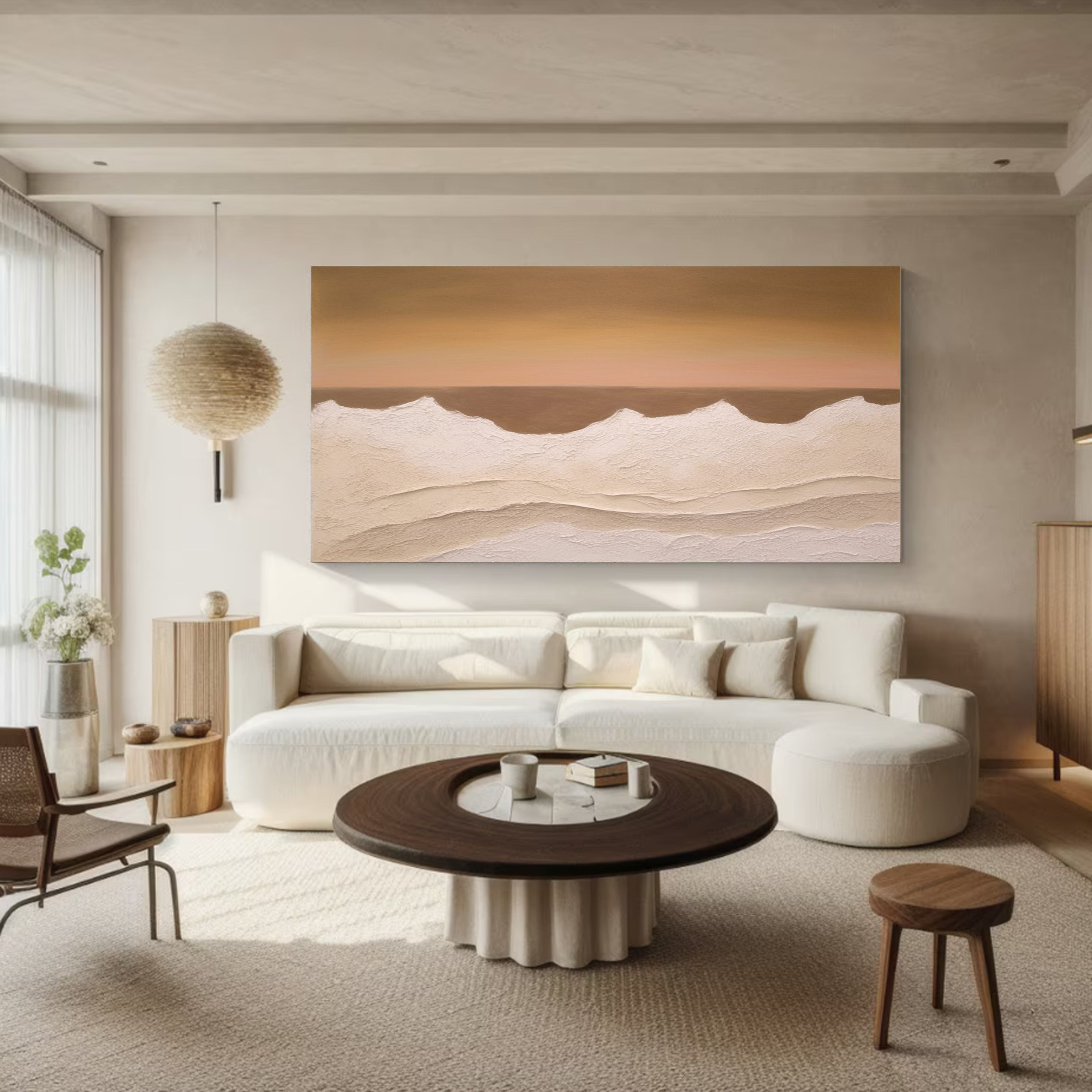 Desert Horizon Calm: Modern Landscape, Textured Wall Art #MM532