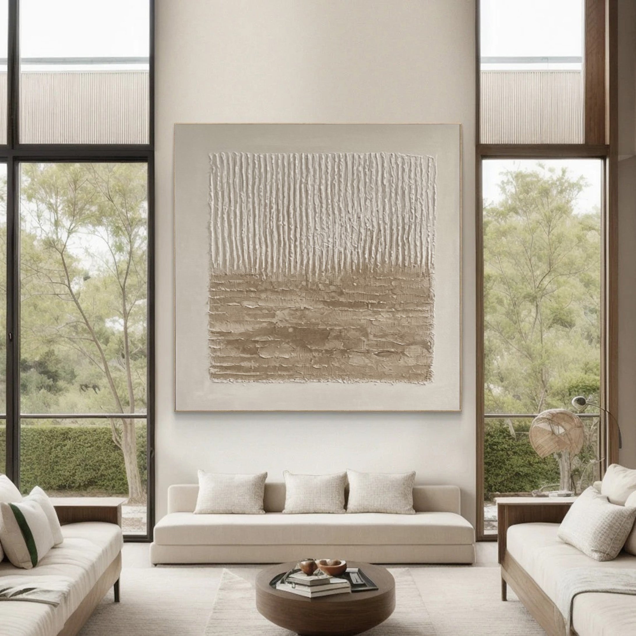 Textured Neutral Abstract with Layered Horizontal Base for Home #MM560