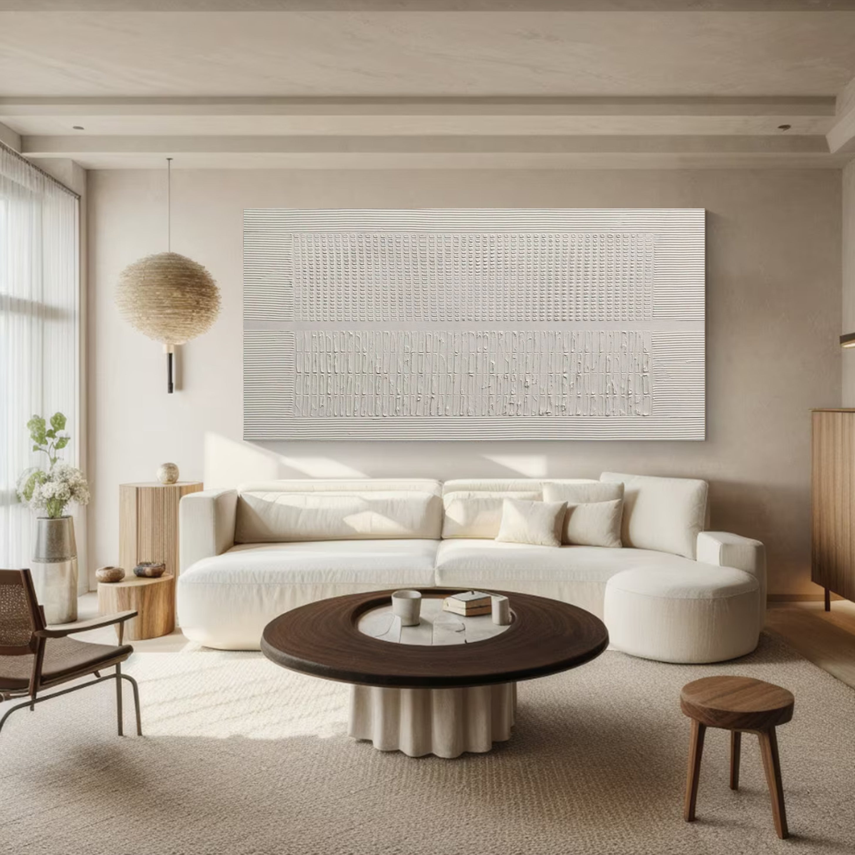Contemporary White Textured Painting, Minimalist Design #MM512