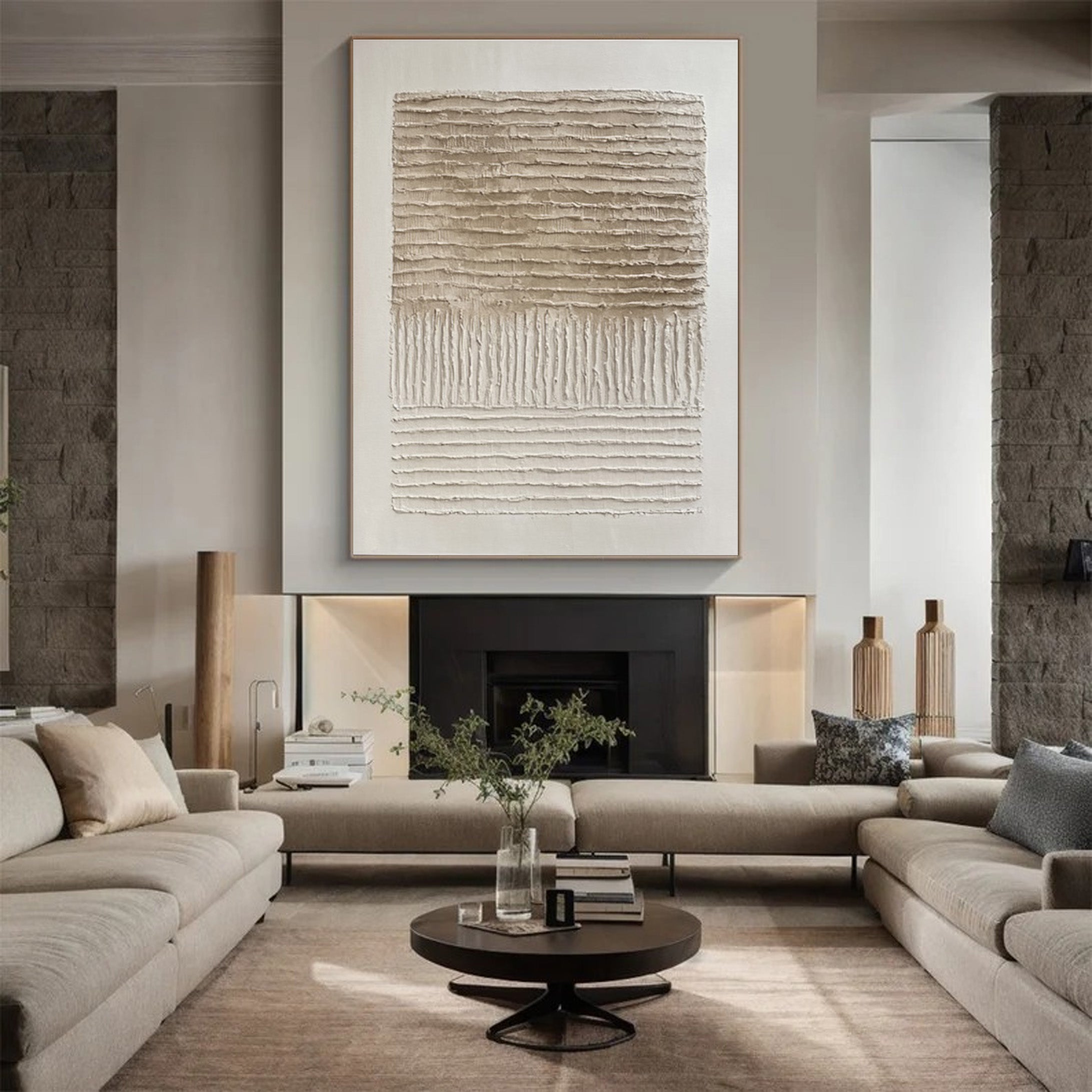 Wabi Sabi Canvas with Horizontal Relief and Vertical Simplicity #MM563