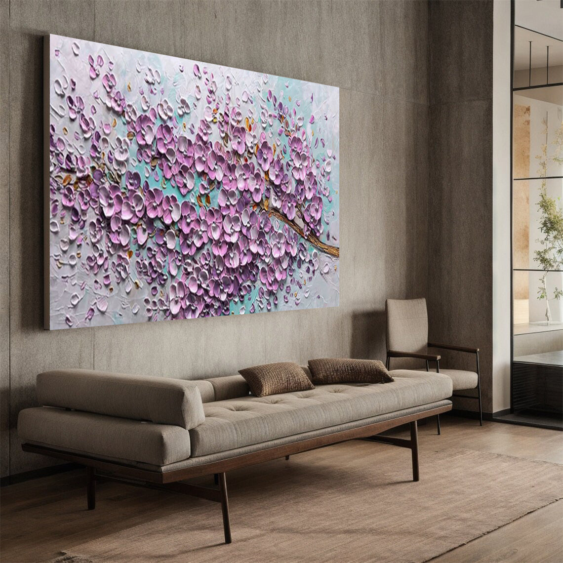 Sakura Bloom: Textured Impasto Blossoms, Vibrant Floral Art #MM513
