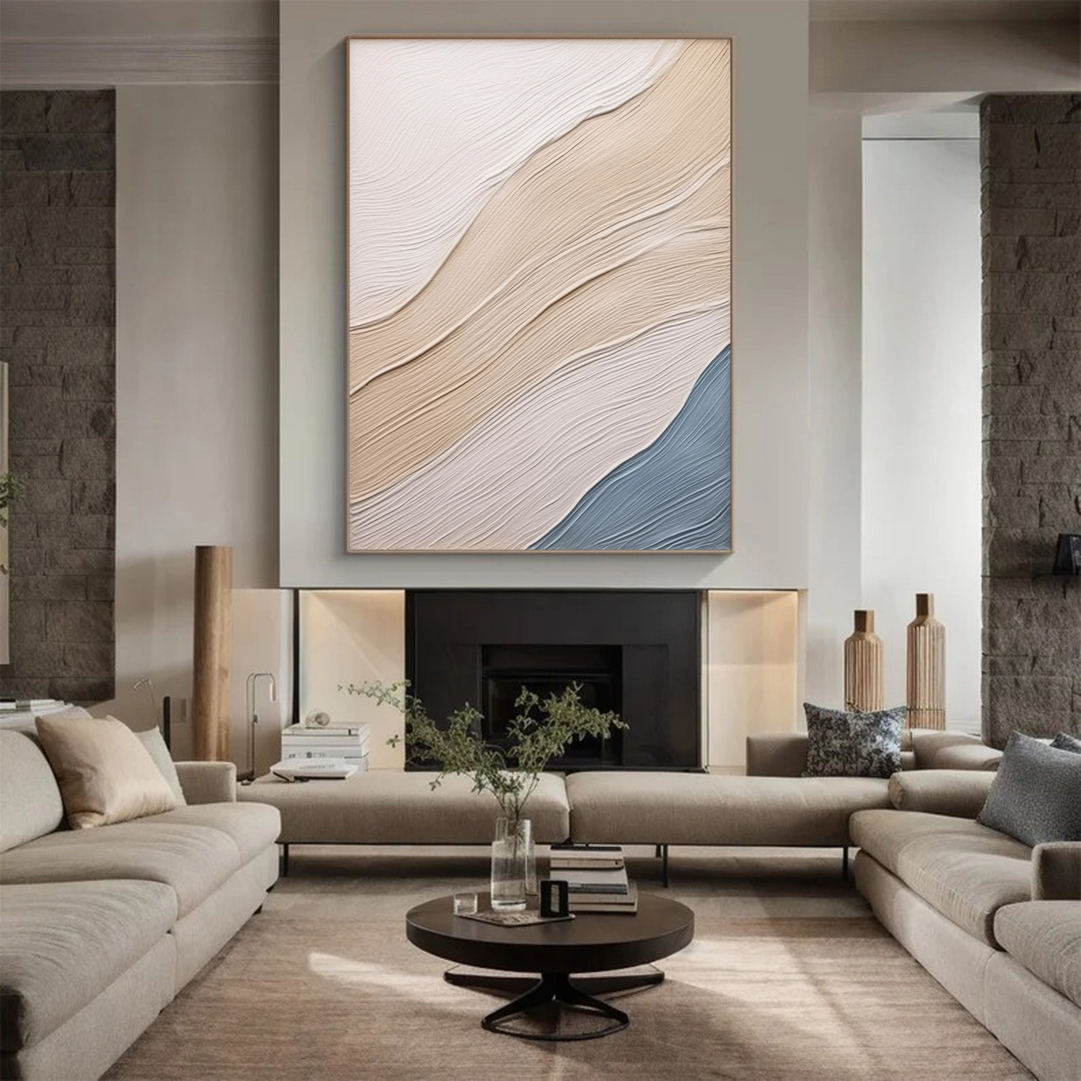 Sculpted Serenity: 3D Textured Abstract, Minimalist Organic Art #MM523