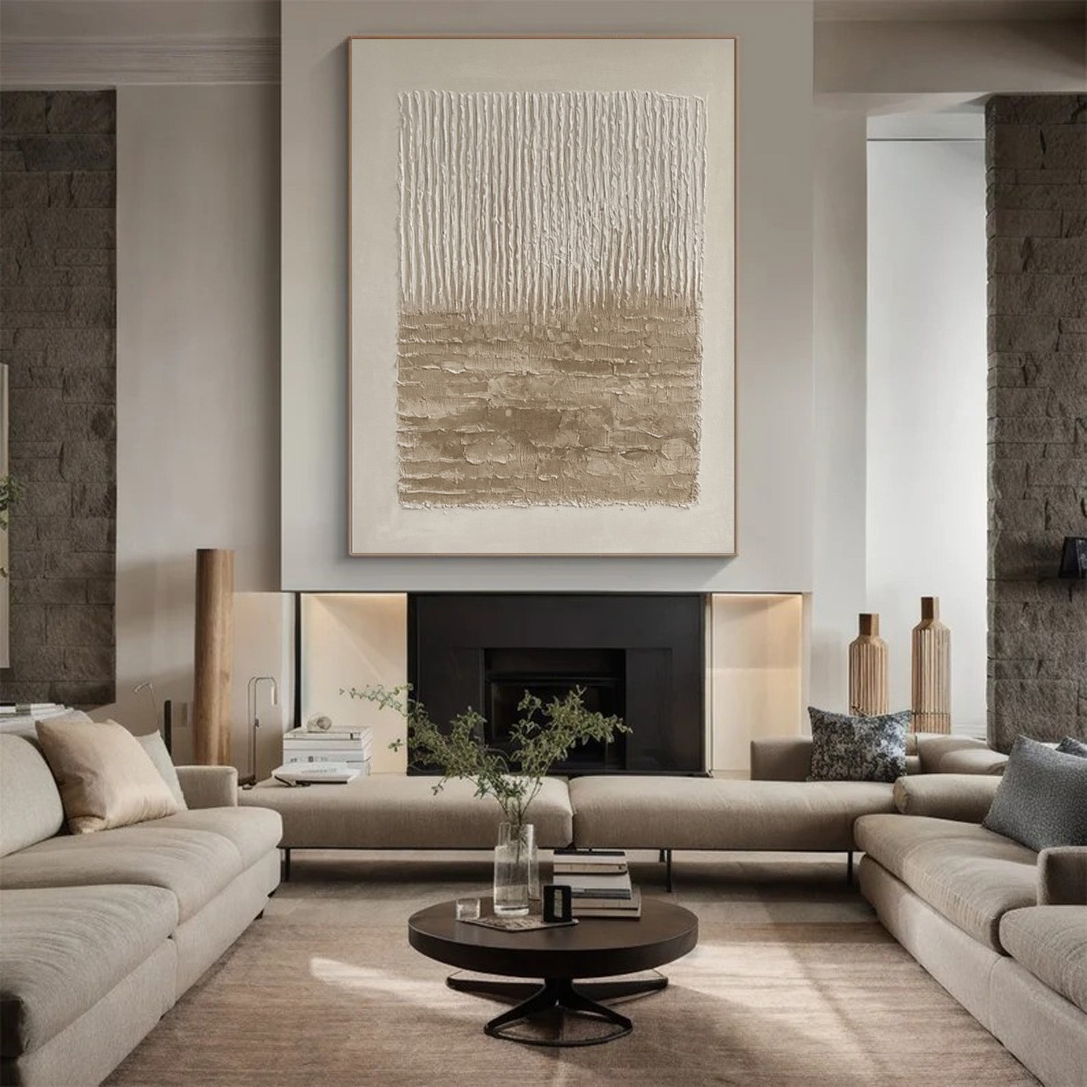 Wabi Sabi Textured Neutral Art with Earthy Horizontal Ground #MM562