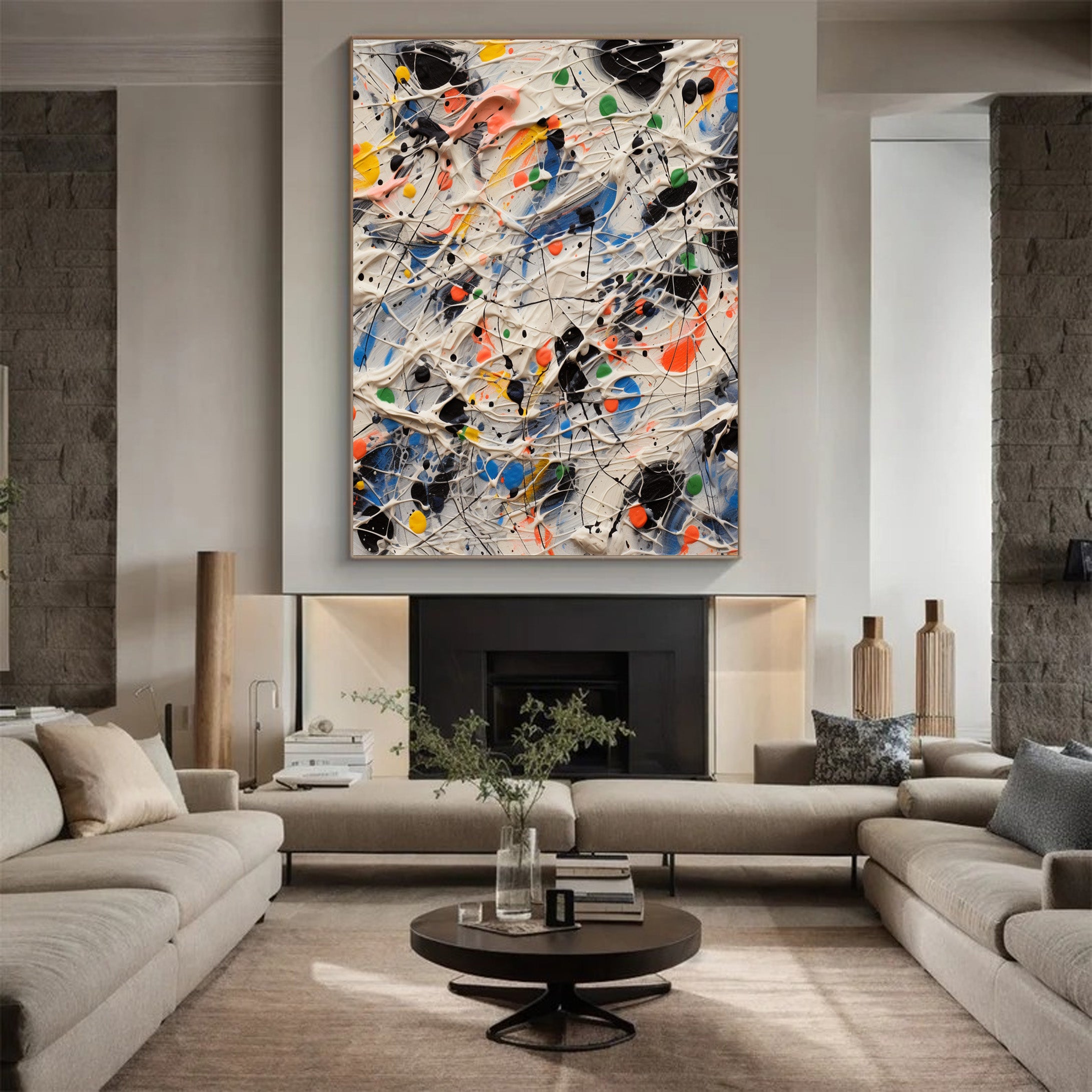Explosion of Color: Dynamic Abstract, Bold Splatter Painting #MM522