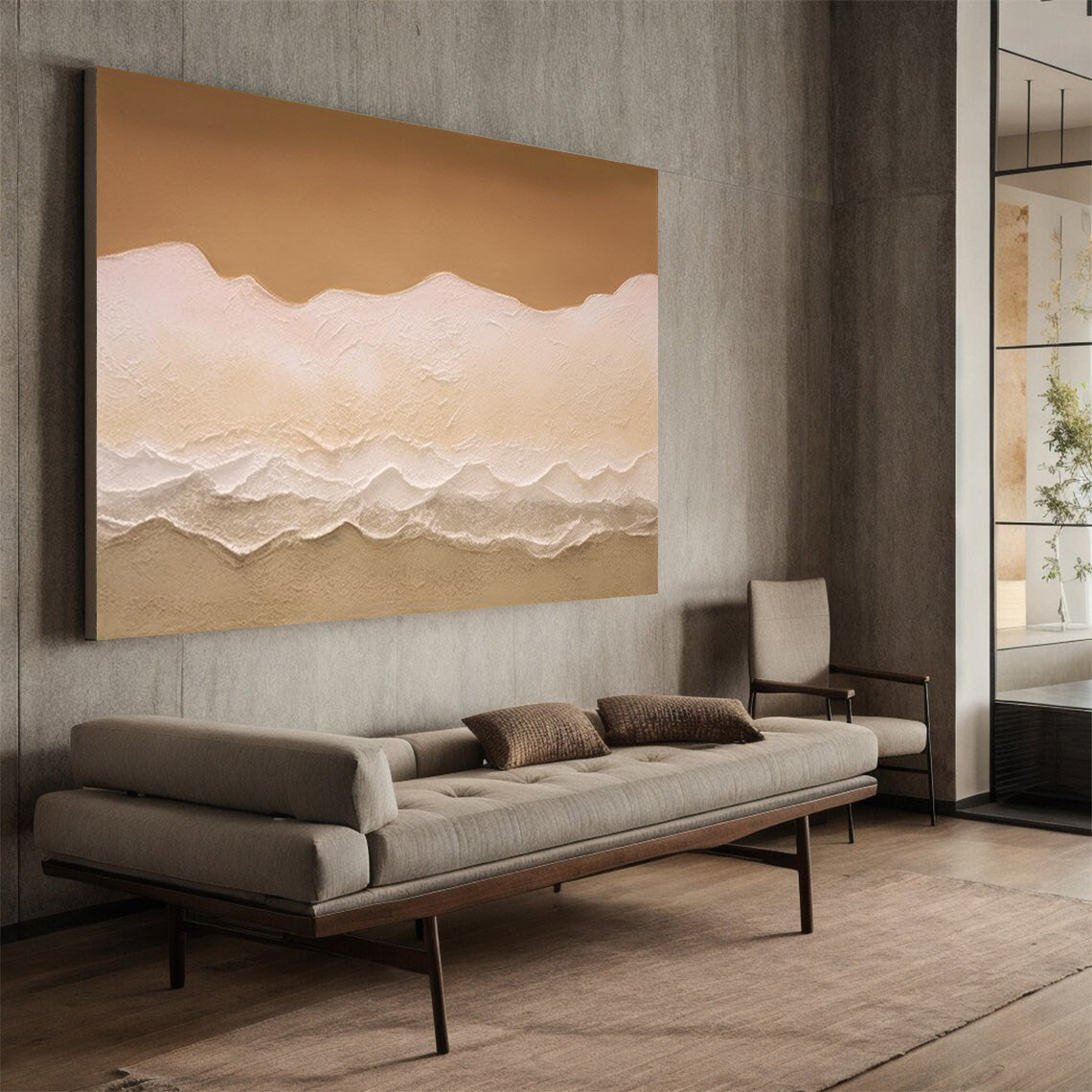 Desert Dune Serenity: Modern Landscape, Textured Neutral Art #MM533