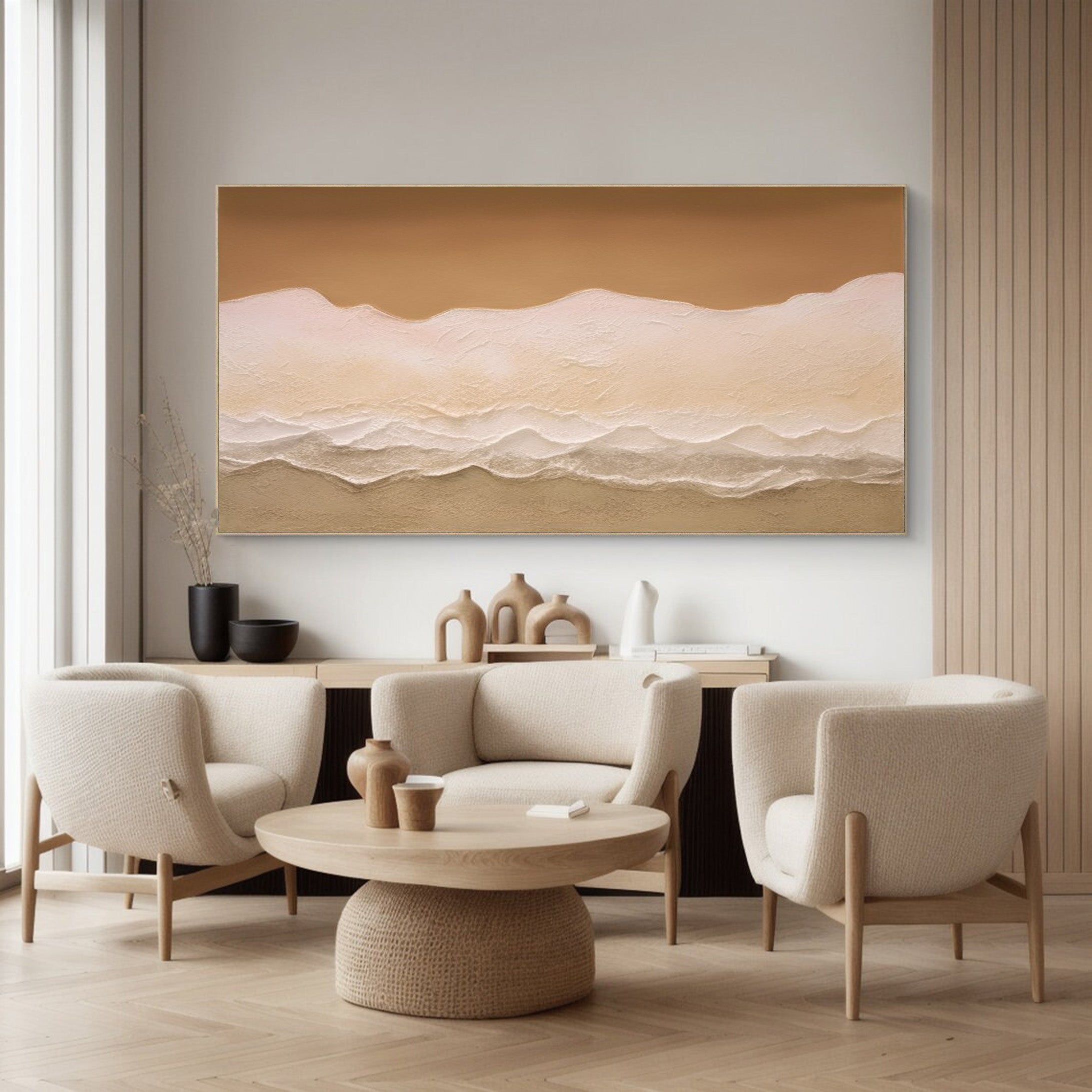 Desert Dune Serenity: Modern Landscape, Textured Neutral Art #MM533