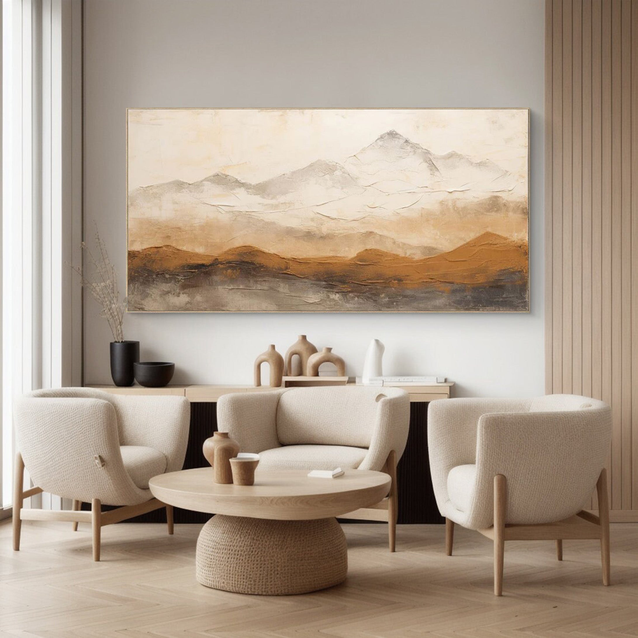 Mountain Whispers: Minimalist Landscape Wall Painting #MM514
