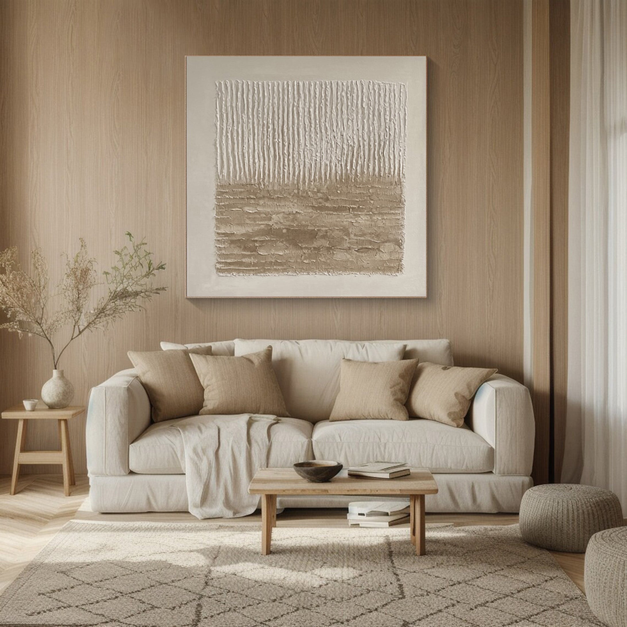 Textured Neutral Abstract with Layered Horizontal Base for Home #MM560