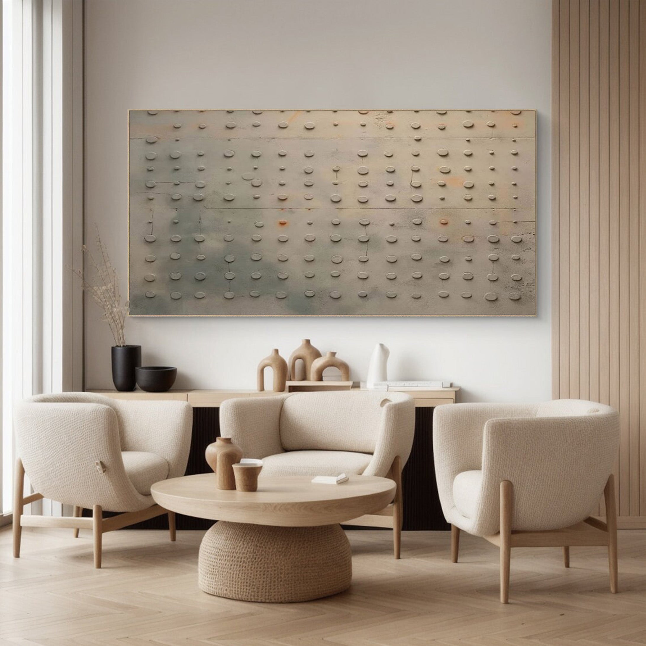 Riveted Surface: Contemporary Textured Canvas, Industrial Motif #MM511