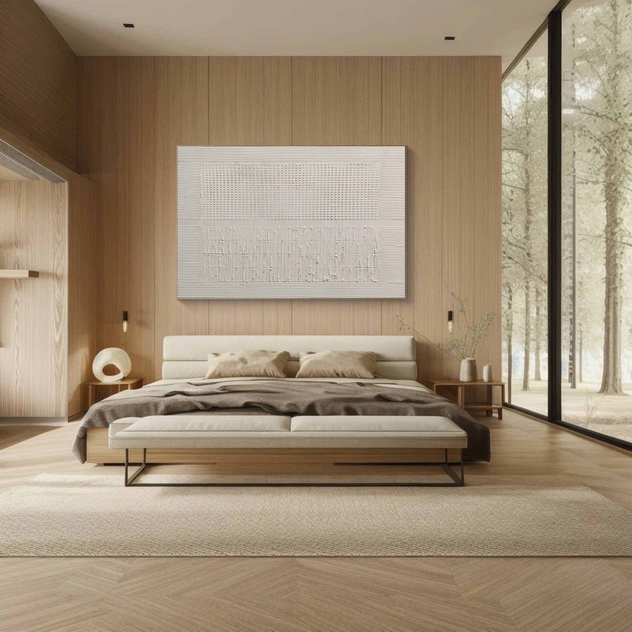 Contemporary White Textured Painting, Minimalist Design #MM512