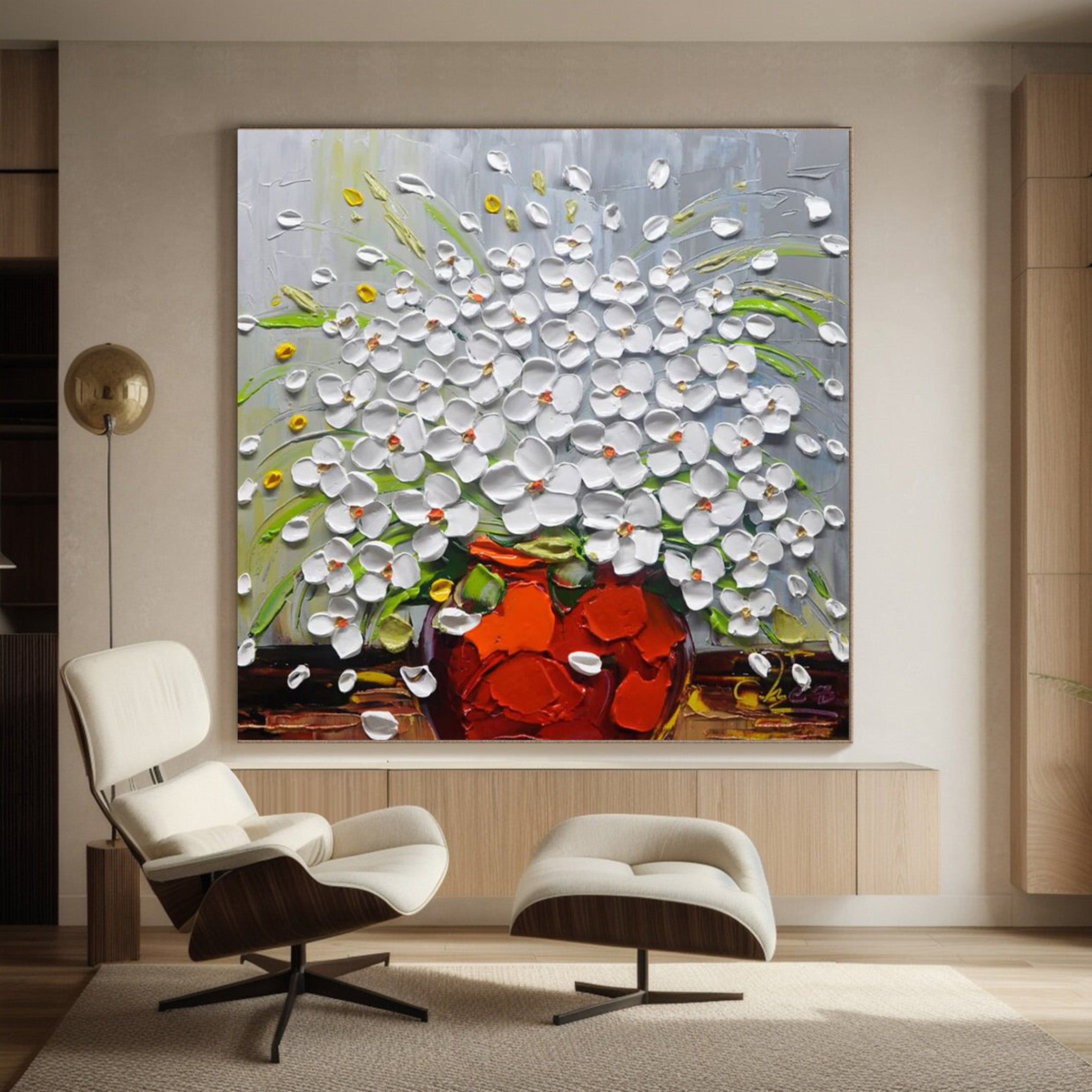 Textured Bloom: Impasto Floral Burst, Vibrant Flower Painting #MM509