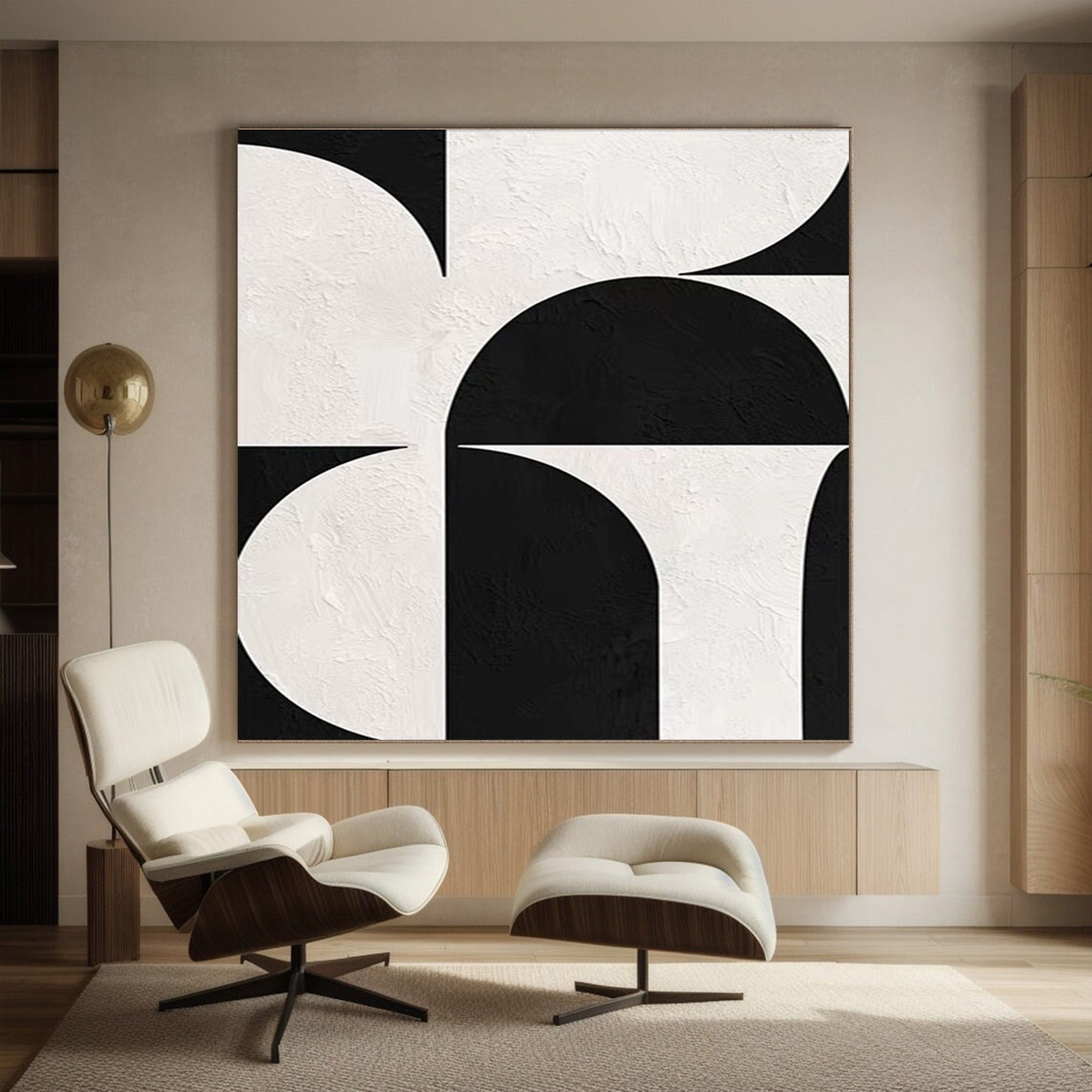 Graphic Minimalism: Contemporary Black and White Canvas #MM529