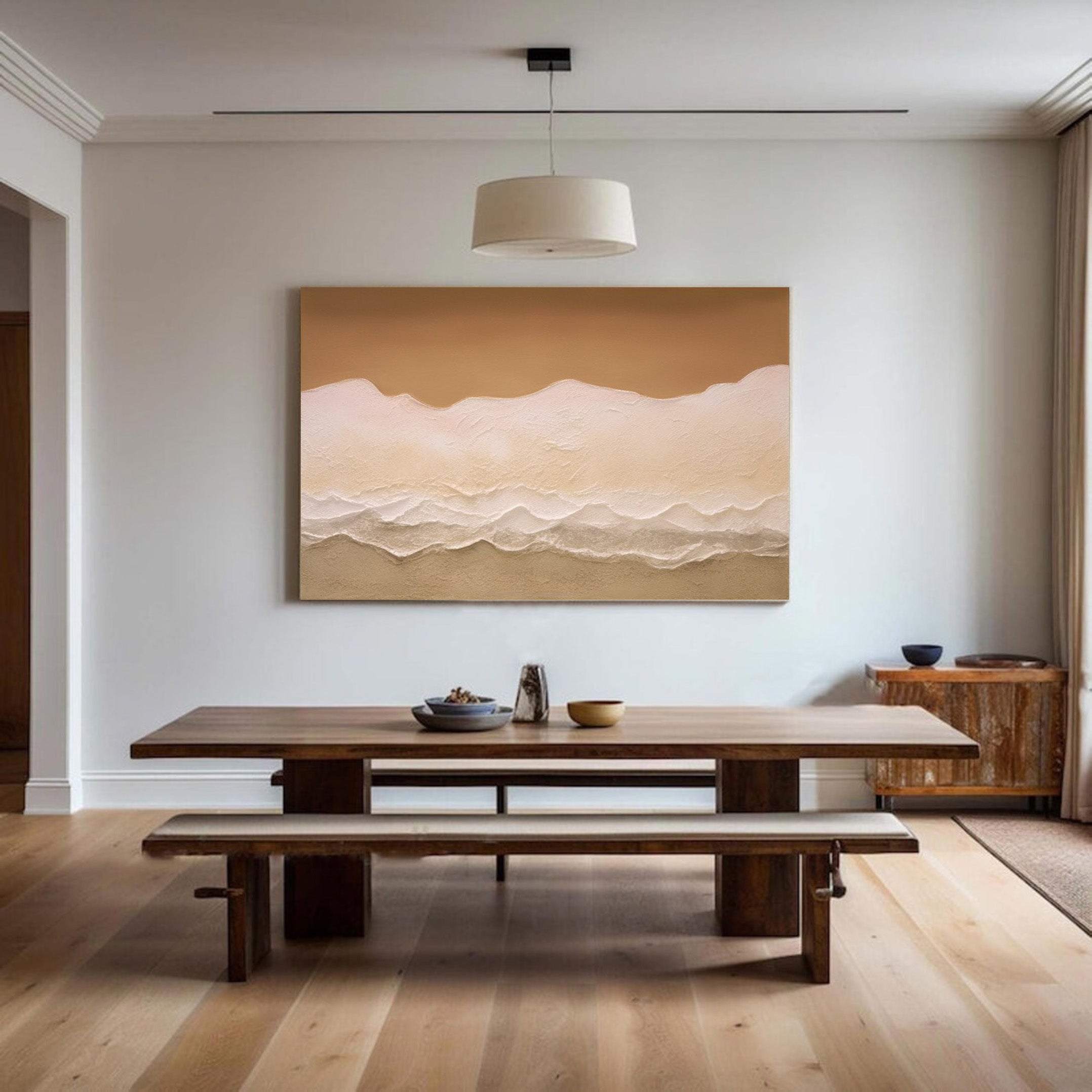 Desert Dune Serenity: Modern Landscape, Textured Neutral Art #MM533