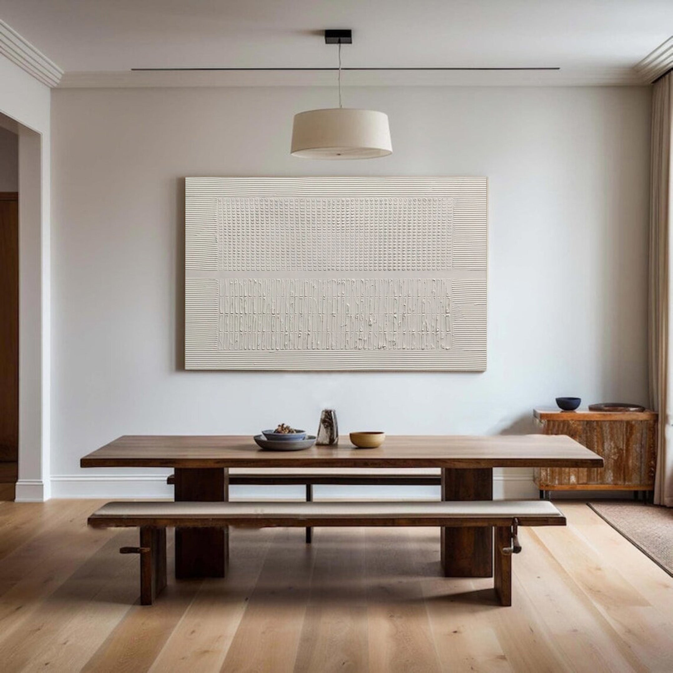 Contemporary White Textured Painting, Minimalist Design #MM512