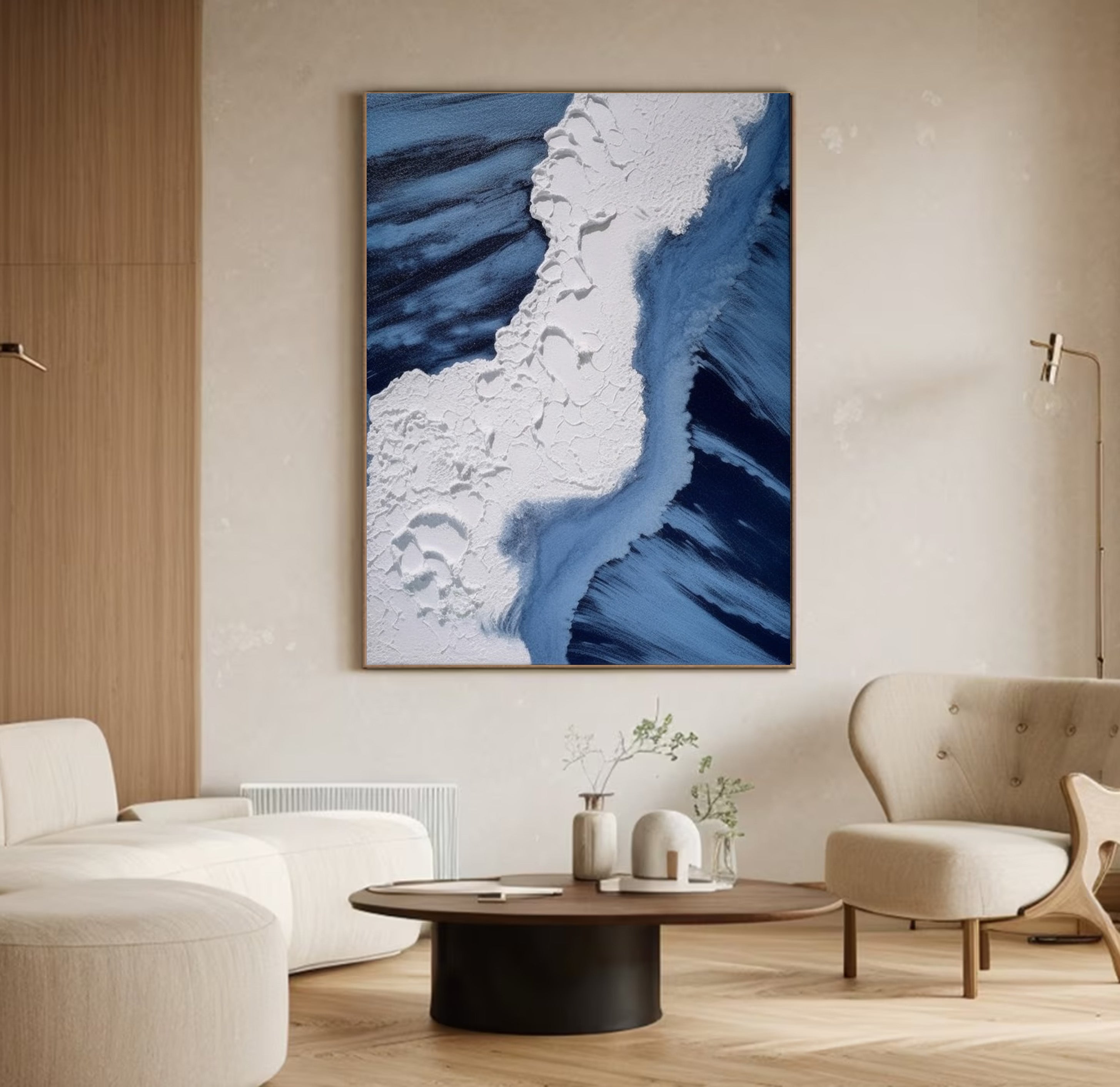 Whitecaps Embrace: Impasto Ocean Painting, Dynamic Coastal Art #MM521