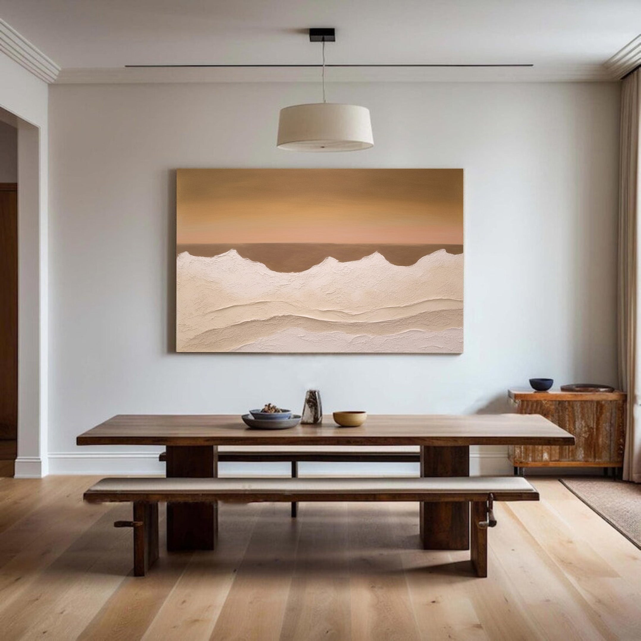 Desert Horizon Calm: Modern Landscape, Textured Wall Art #MM532