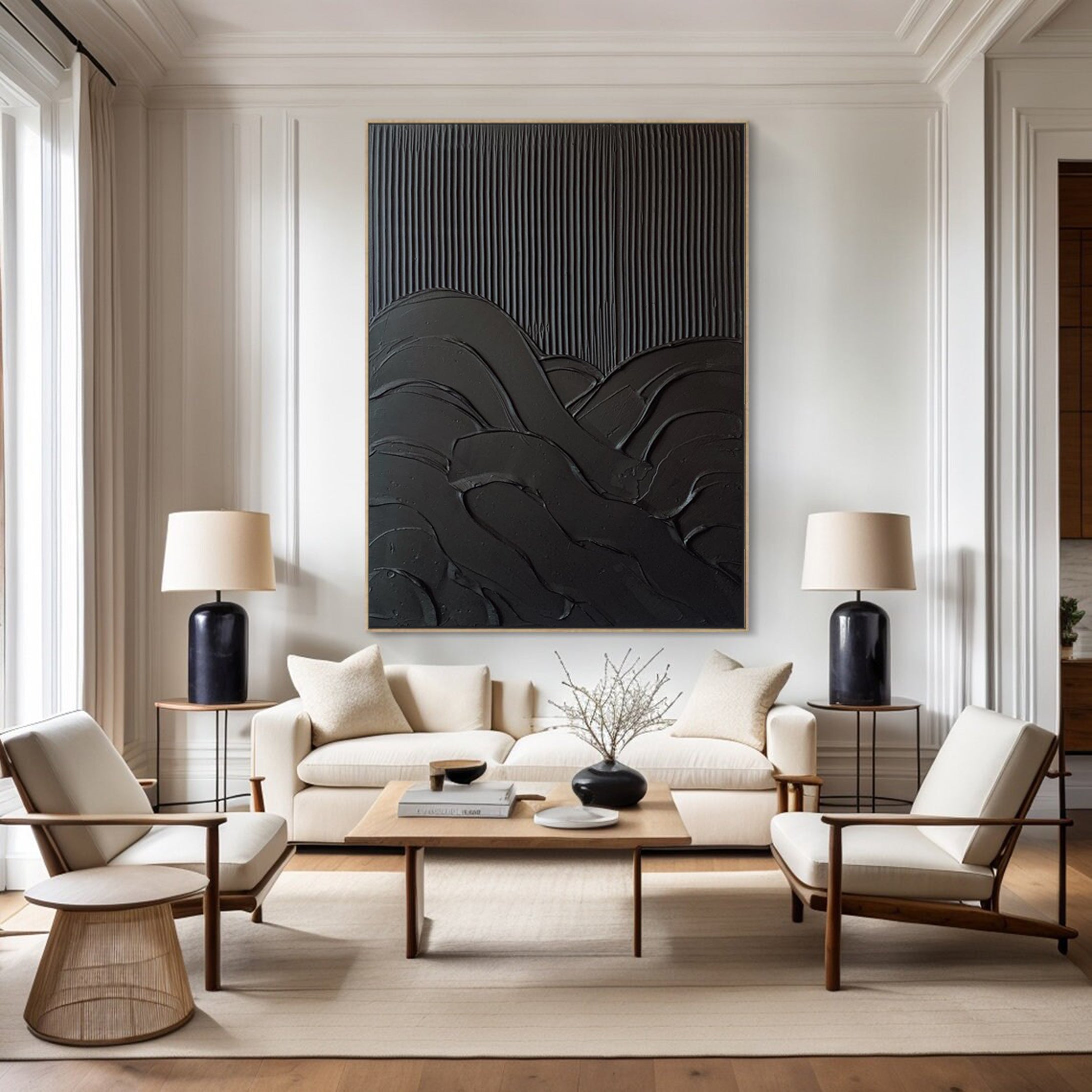 ديكور حائط من قماش أسود بسيط ومزخرف #MM023