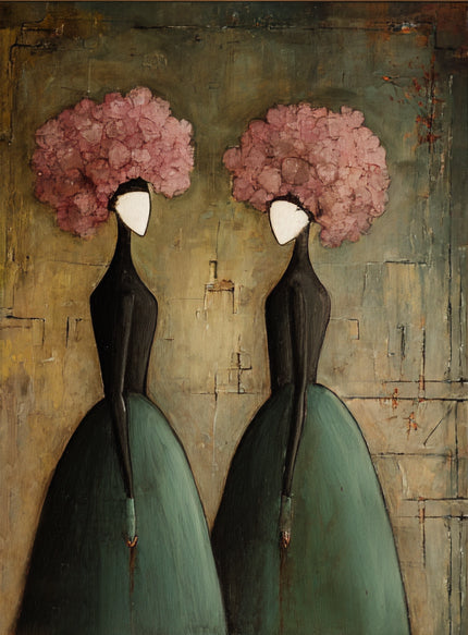 Large Contemporary Portrait Wall Art Floral Dress Painting