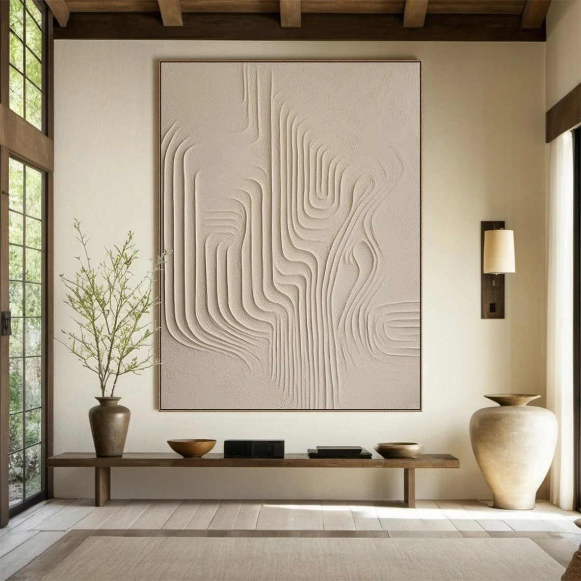 Textured Organic Forms Beige Abstract Minimalist Modern Art #MM235