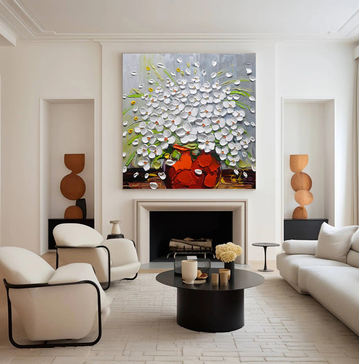 Textured Bloom: Impasto Floral Burst, Vibrant Flower Painting #MM509