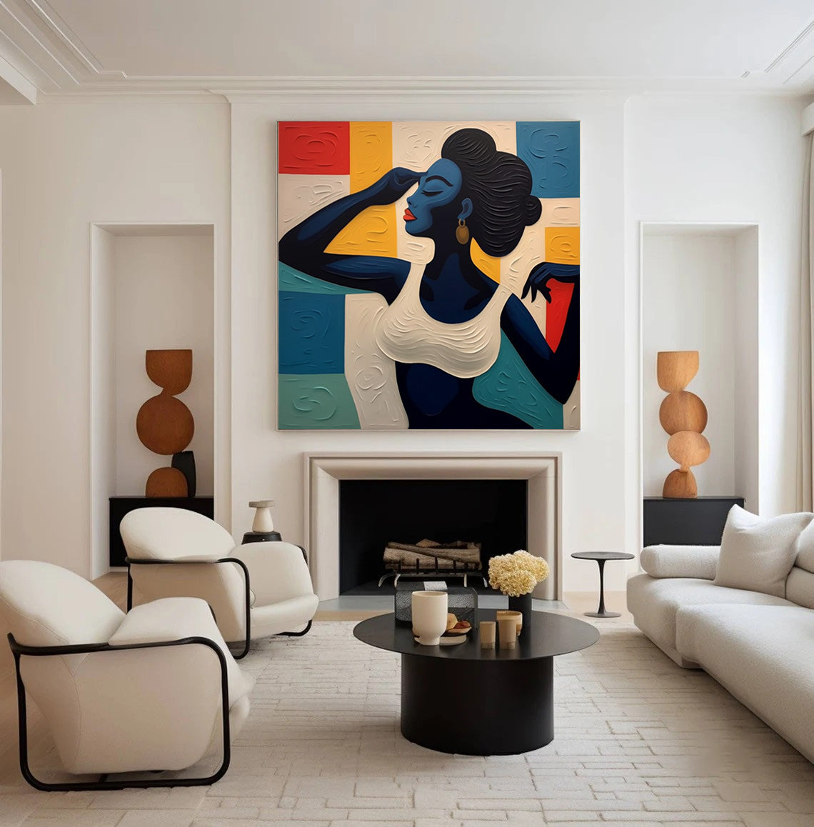 Color Form Harmony: Textured Portrait with Bold Color Grid #MM520