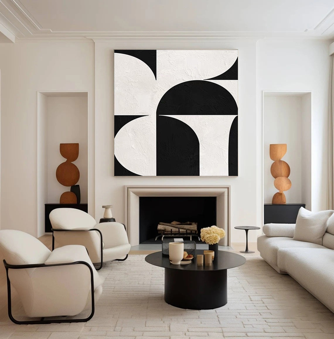 Graphic Minimalism: Contemporary Black and White Canvas #MM529