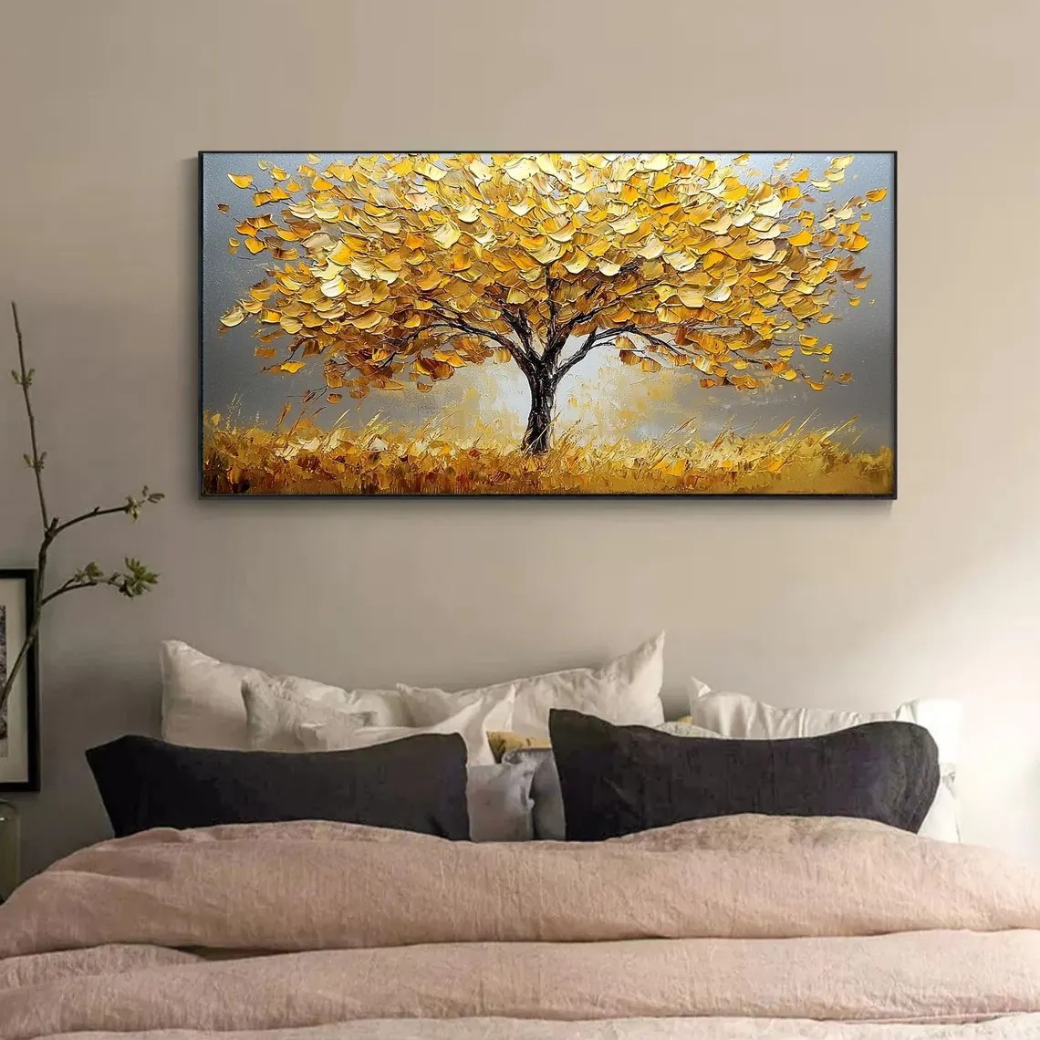 Modern Impasto Texture Gold Tree Wall Art, Luxurious Piece #MM440
