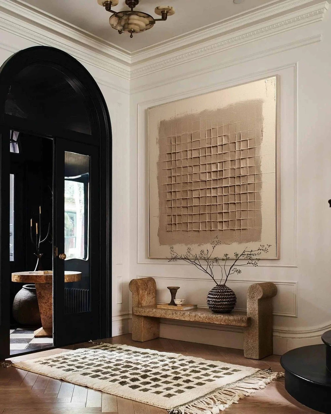 Earthy Grid Pattern, Minimalist Textured Contemporary Wall Art #MM417