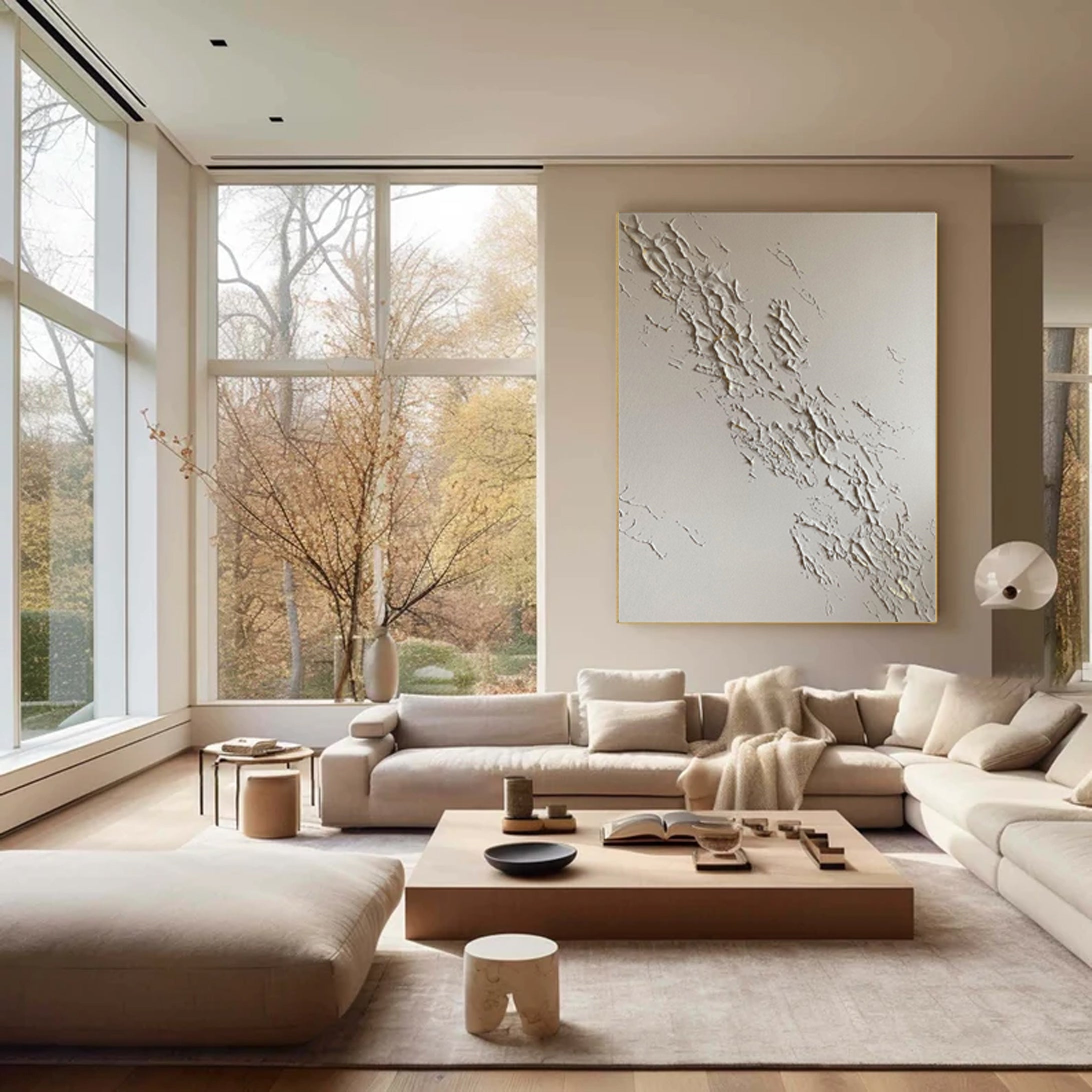 لوحة فنية جبسية حديثة بألوان محايدة من القماش #MM029