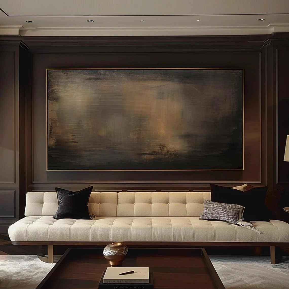 Large Modern Dark Shades Abstract Landscape Wall Decor #MM212