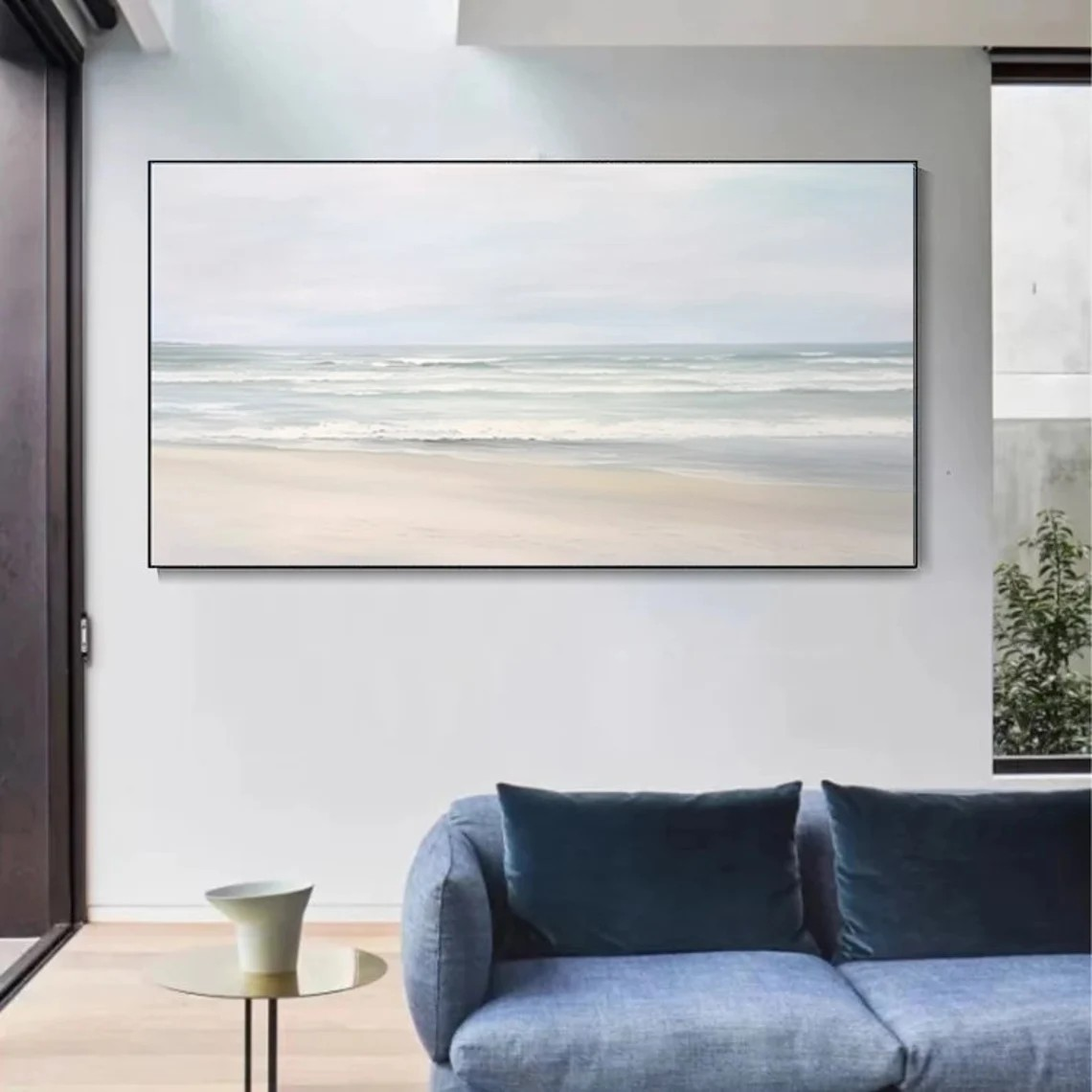 Serene Beach Landscape Oil Painting, Calming Coastal Art on Canvas #MM444