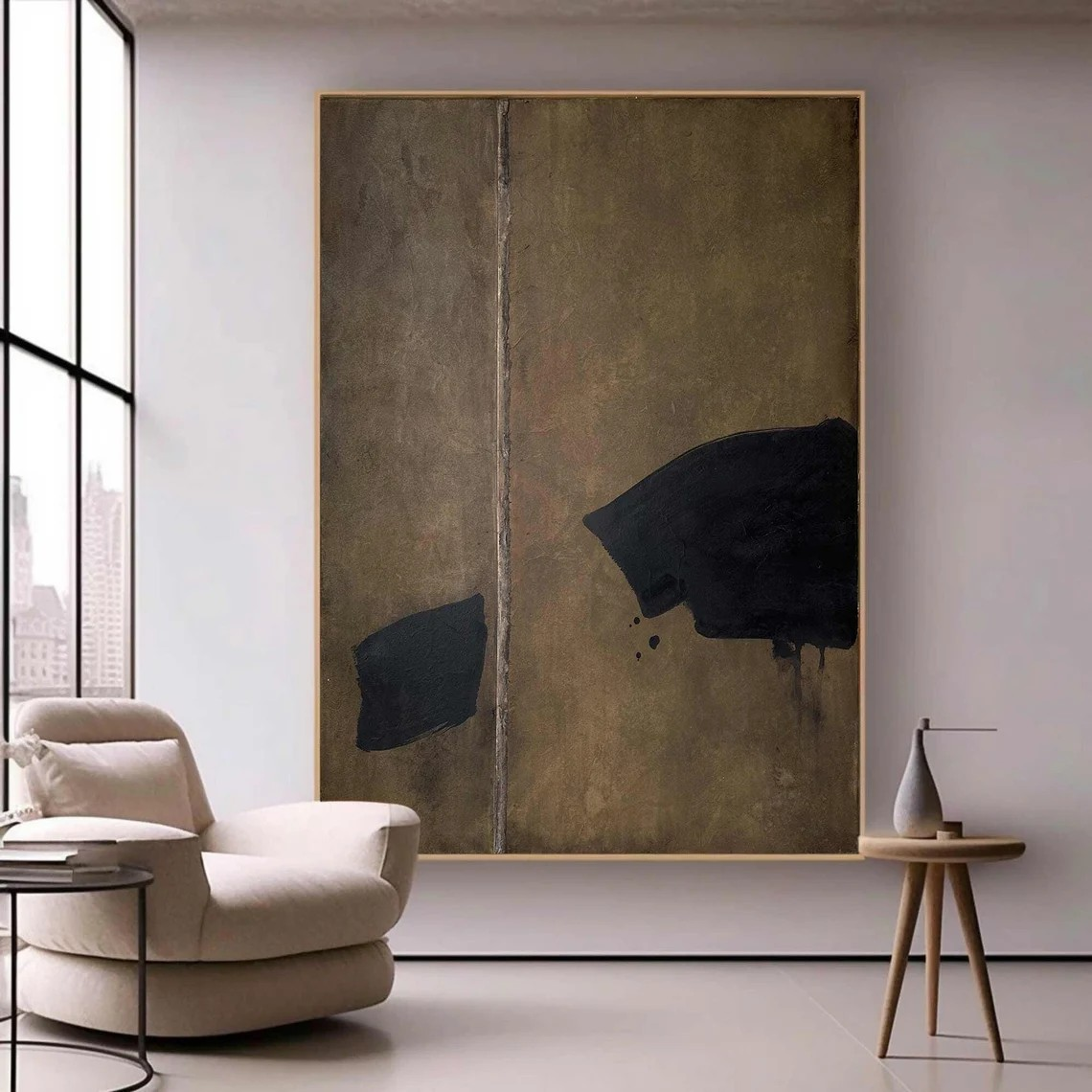 Central Line Balance, Dark Shape Composition, Modern Wall Decor #MM423
