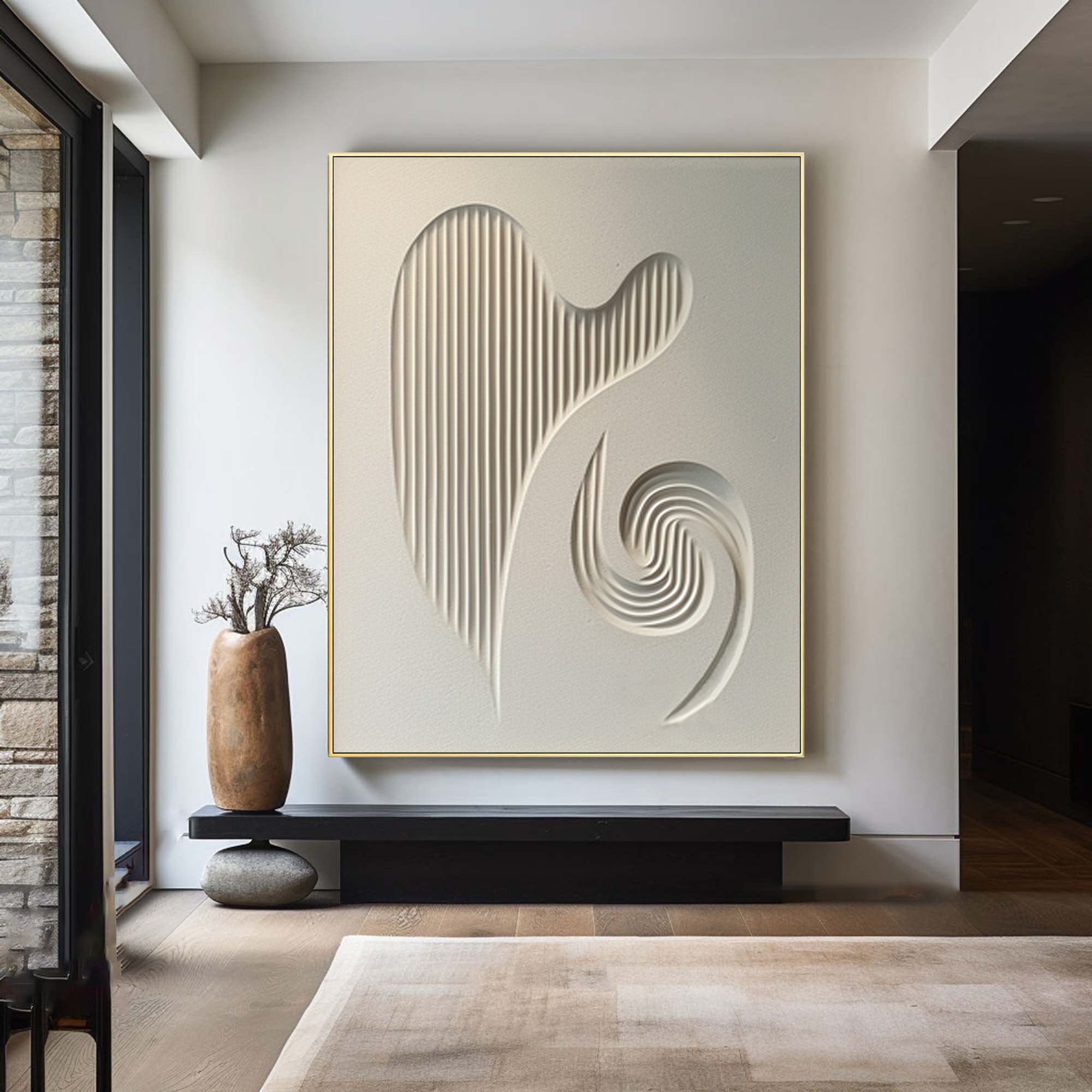 Minimalist White Texture Painting Creative 3D Wall Decoration #AG 081