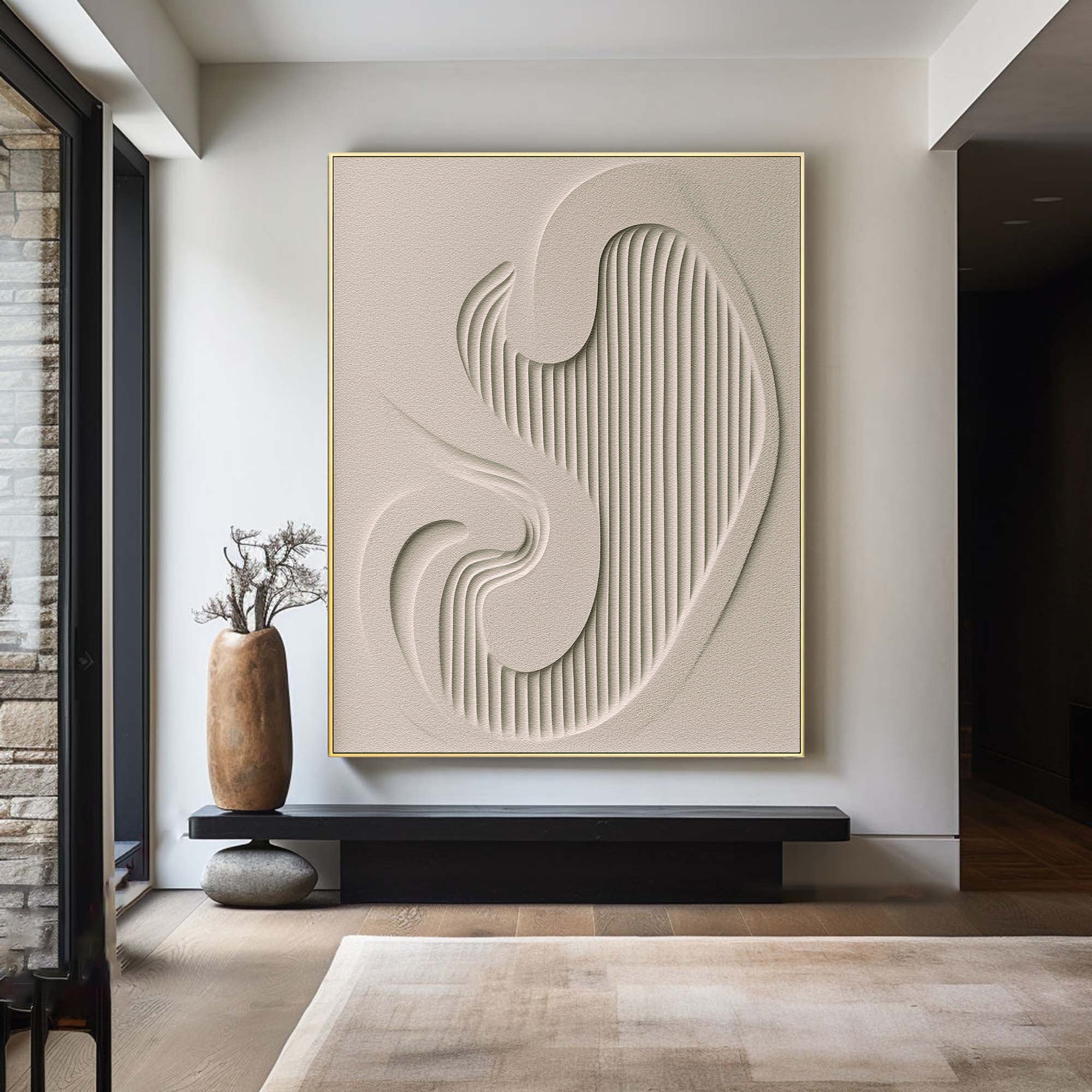 Textured Abstract Canvas Art Subtle 3D Lines Artwork #AG 082